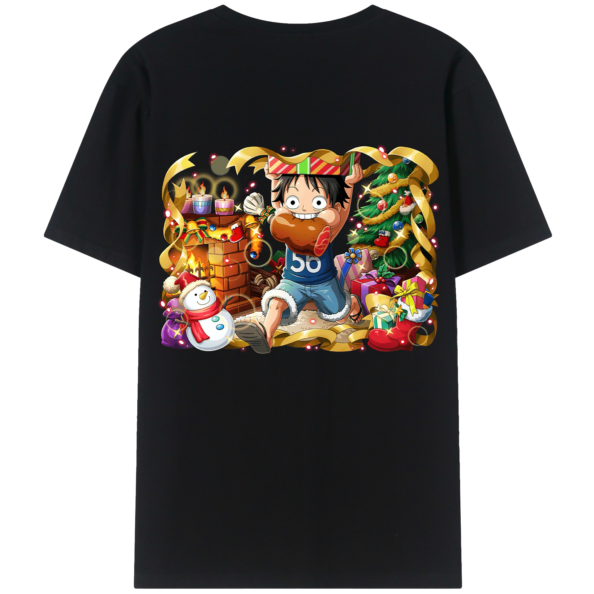 ワンピース モンキー・D・ルフィ ONE PIECE Monkey D. Luffy 綿100％ メンズ半袖Tシャツ（バックプリント） 通気性