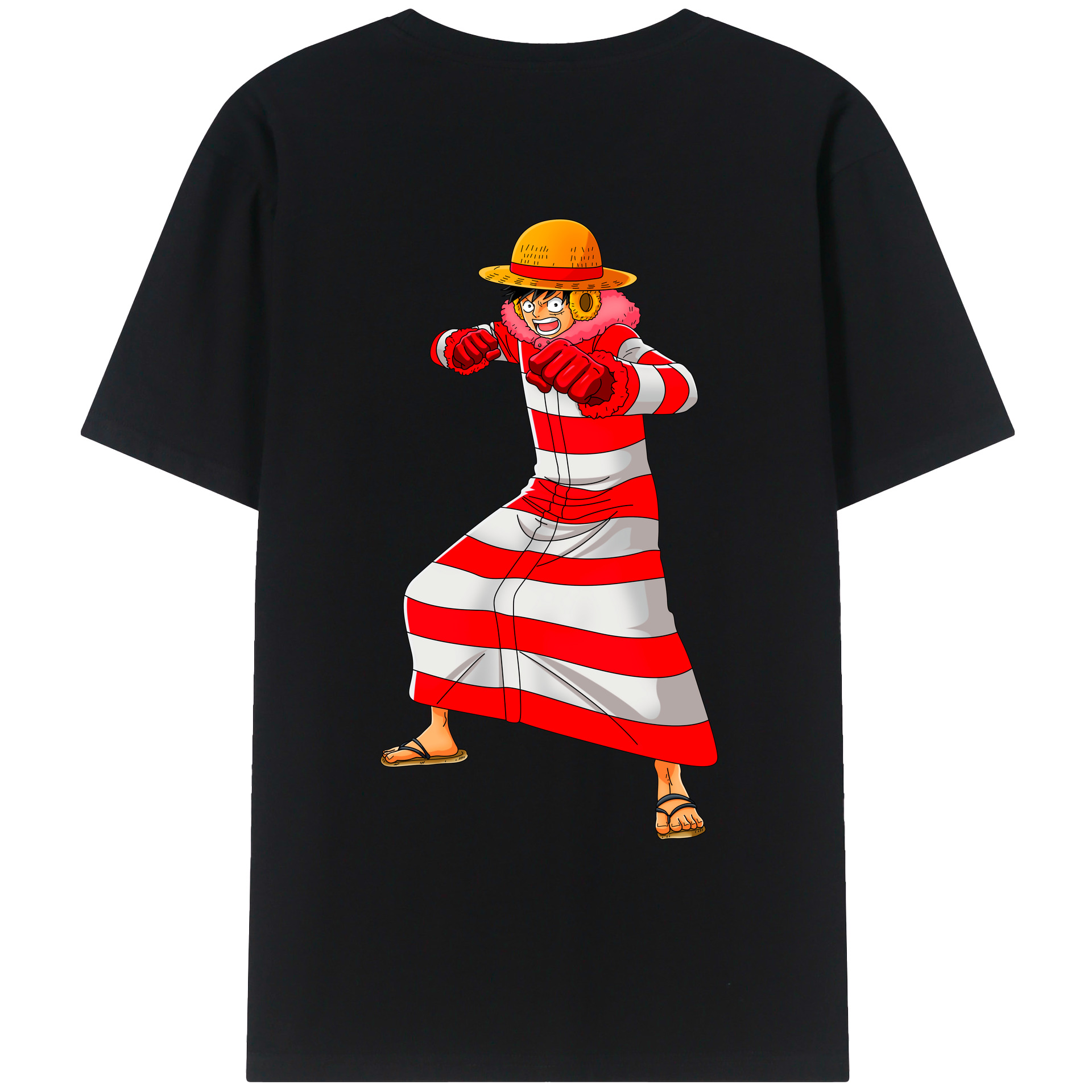 ワンピース モンキー・D・ルフィ ONE PIECE Monkey D. Luffy 綿100％ メンズ半袖Tシャツ（バックプリント） 通気性