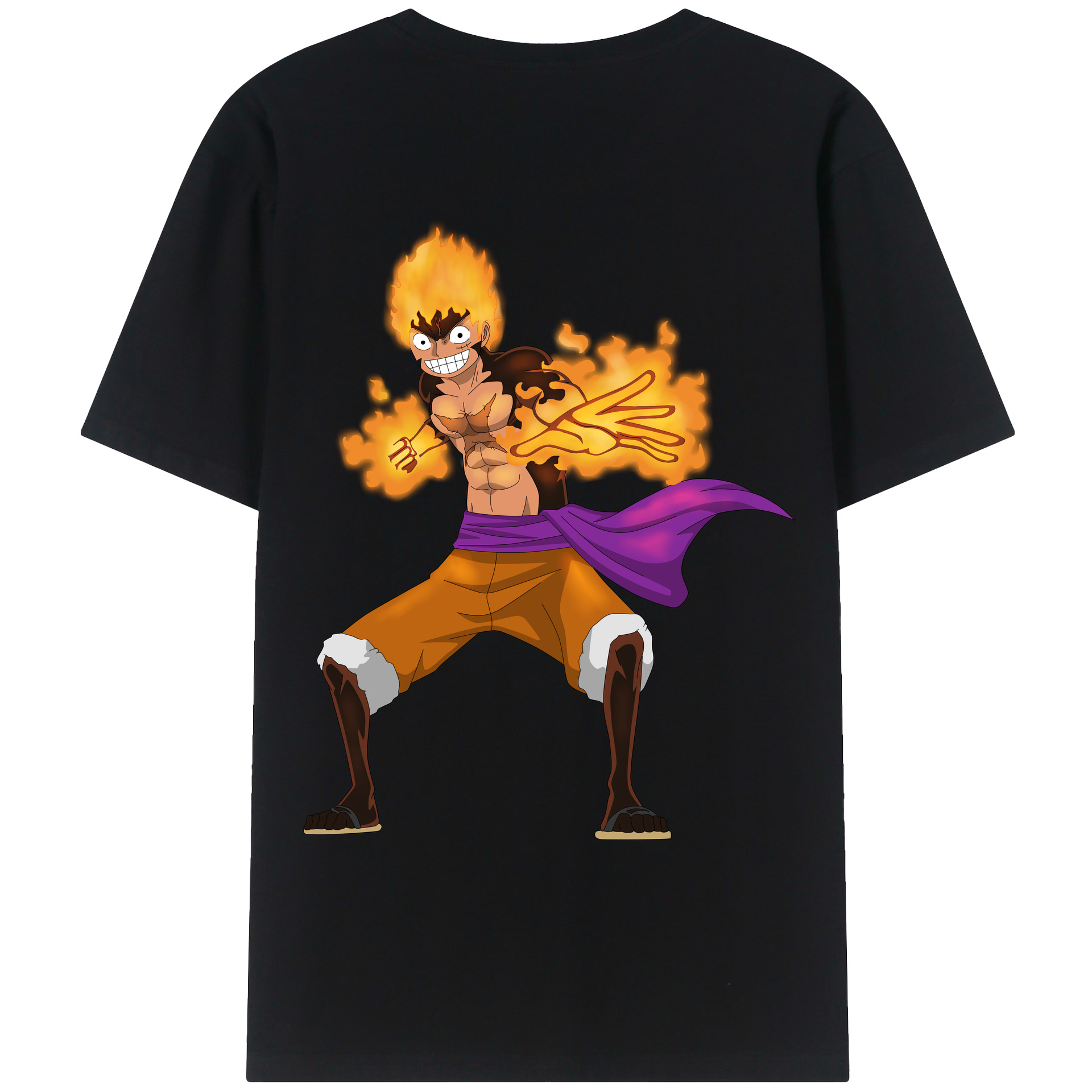 ワンピース モンキー・D・ルフィ ONE PIECE Monkey D. Luffy 綿100％ メンズ半袖Tシャツ（バックプリント） 通気性