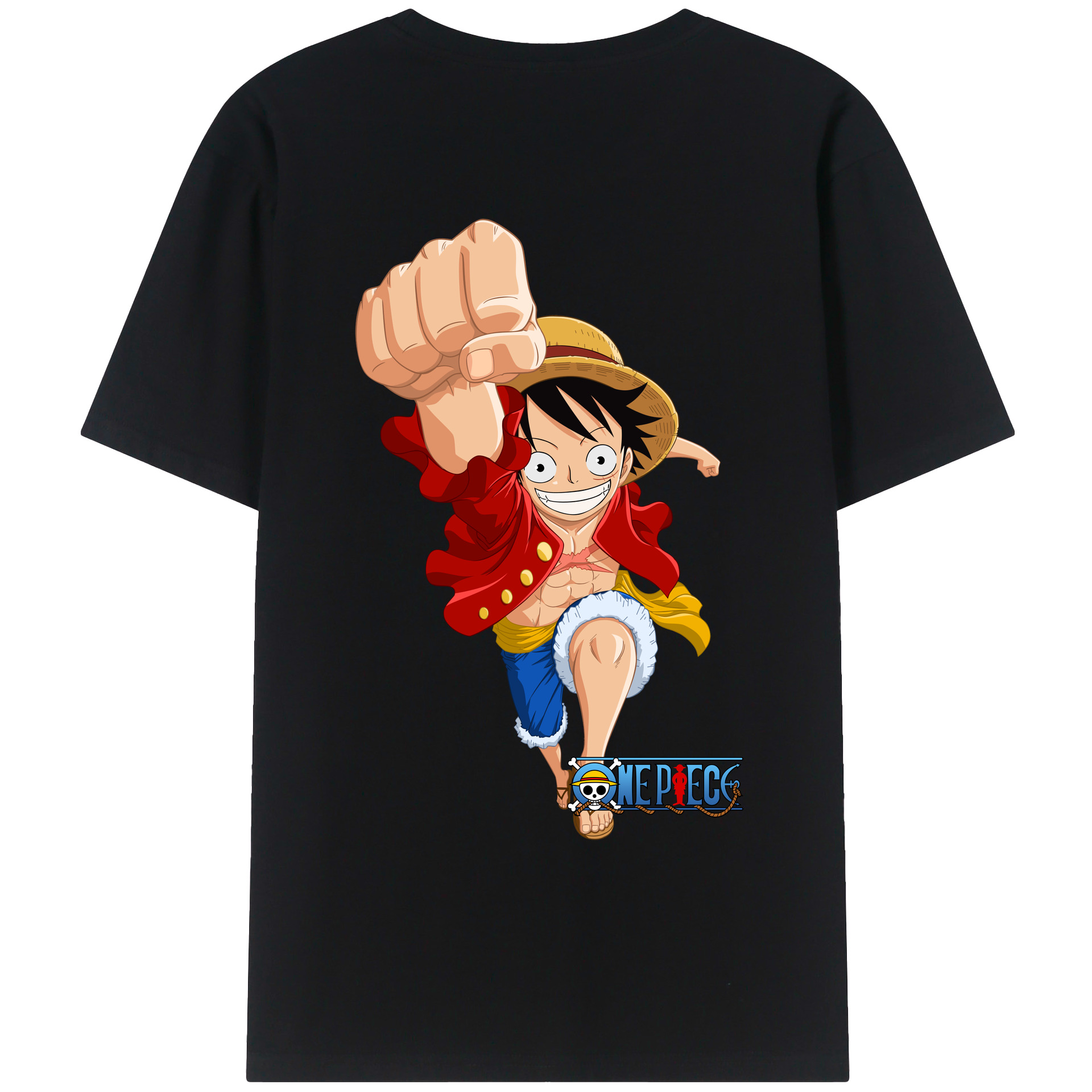 ワンピース モンキー・D・ルフィ ONE PIECE Monkey D. Luffy 綿100％ メンズ半袖Tシャツ（バックプリント） 通気性