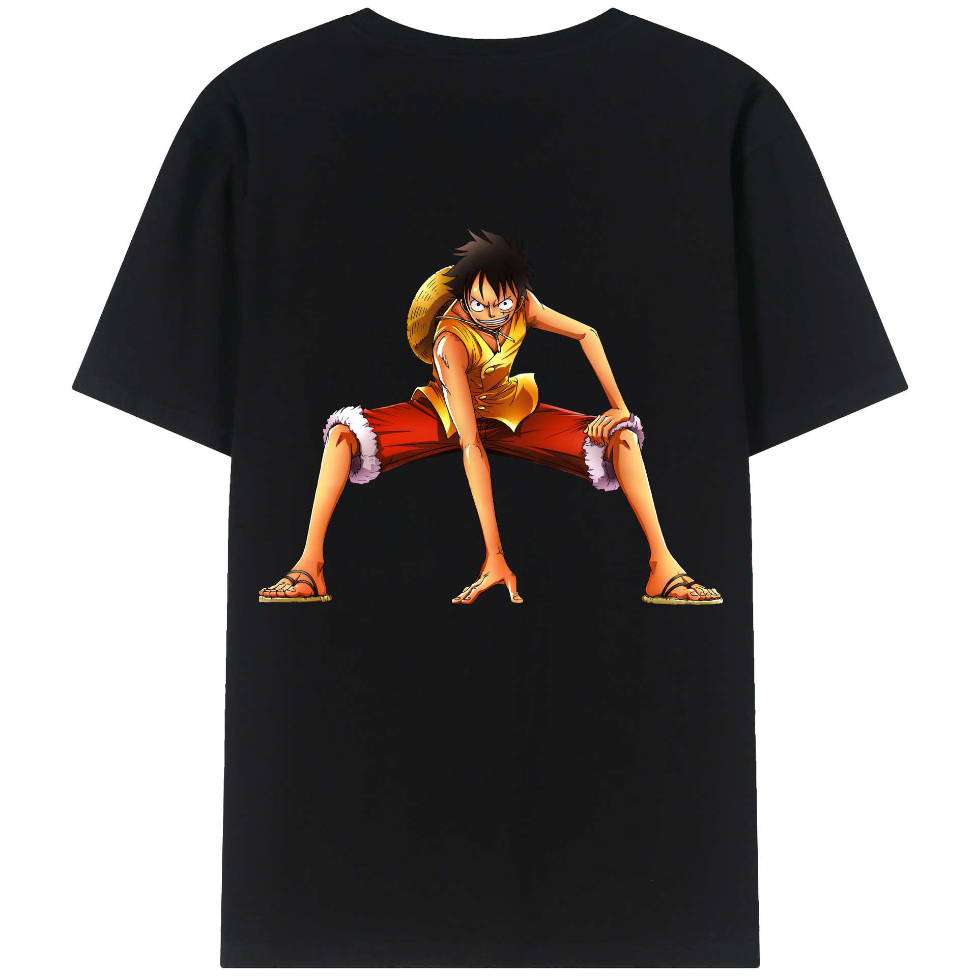 ワンピース モンキー・D・ルフィ ONE PIECE Monkey D. Luffy 綿100％ メンズ半袖Tシャツ（バックプリント） 通気性