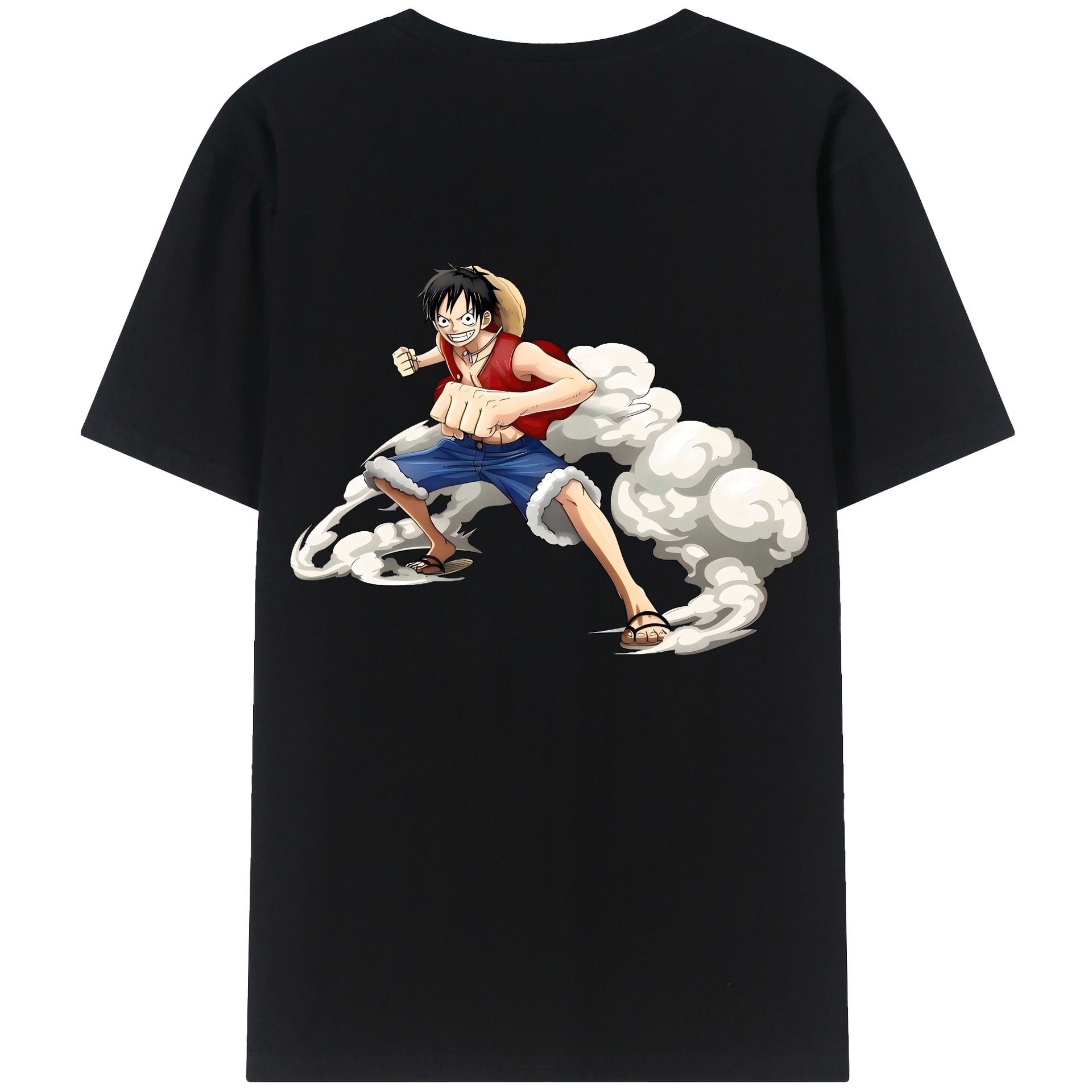 （画像用） ワンピース モンキー・D・ルフィ ONE PIECE Monkey D. Luffy 綿100％ メンズ半袖Tシャツ（バックプリント） 通気性