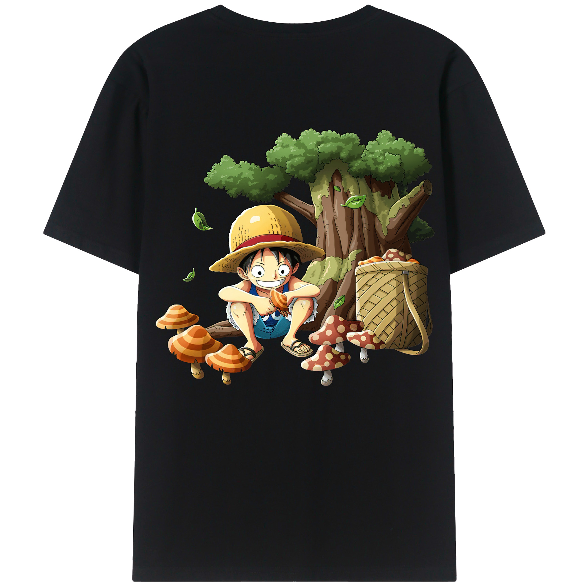 （画像用） ワンピース モンキー・D・ルフィ ONE PIECE Monkey D. Luffy 綿100％ メンズ半袖Tシャツ（バックプリント） 通気性