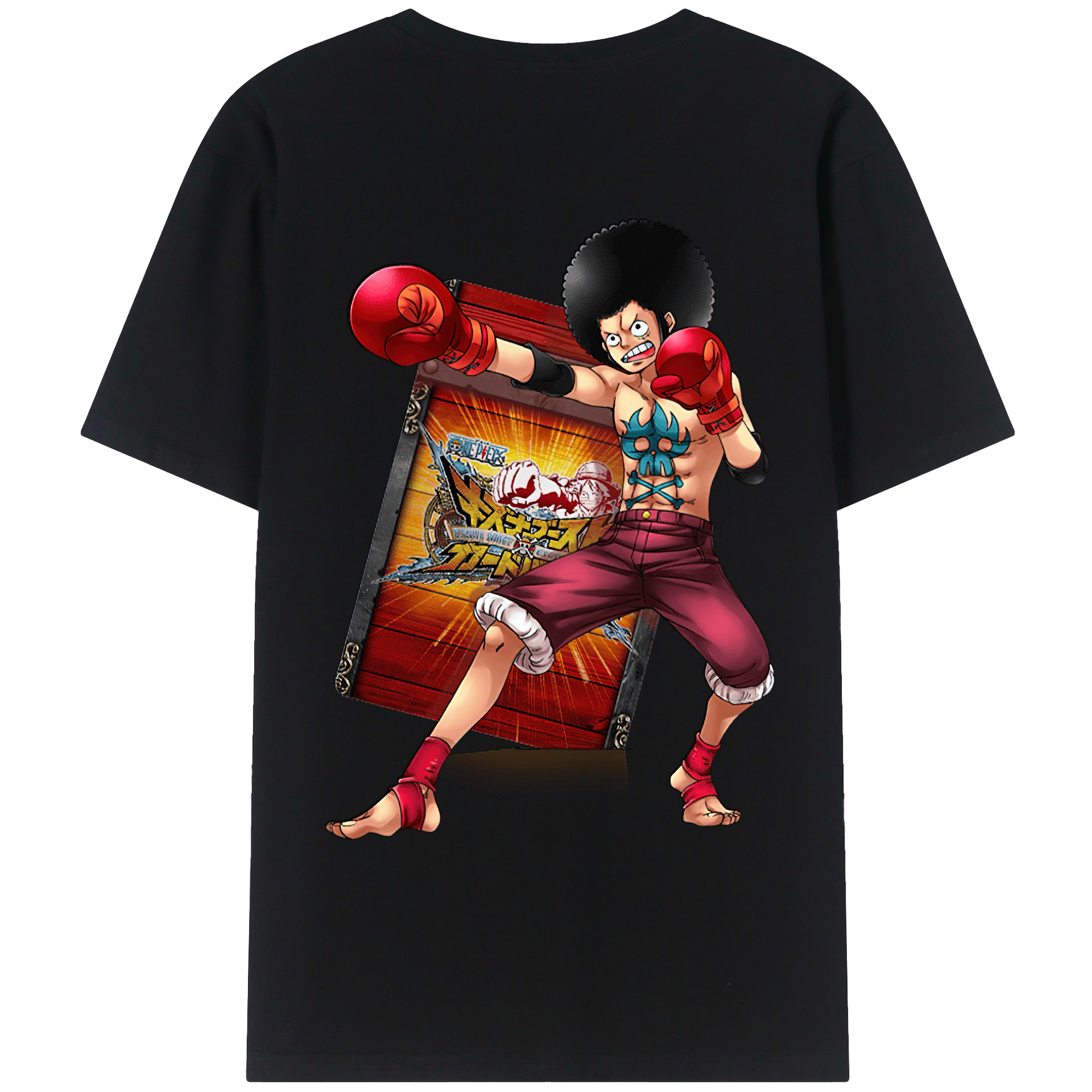 ワンピース モンキー・D・ルフィ ONE PIECE Monkey D. Luffy 綿100％ メンズ半袖Tシャツ（バックプリント） 通気性