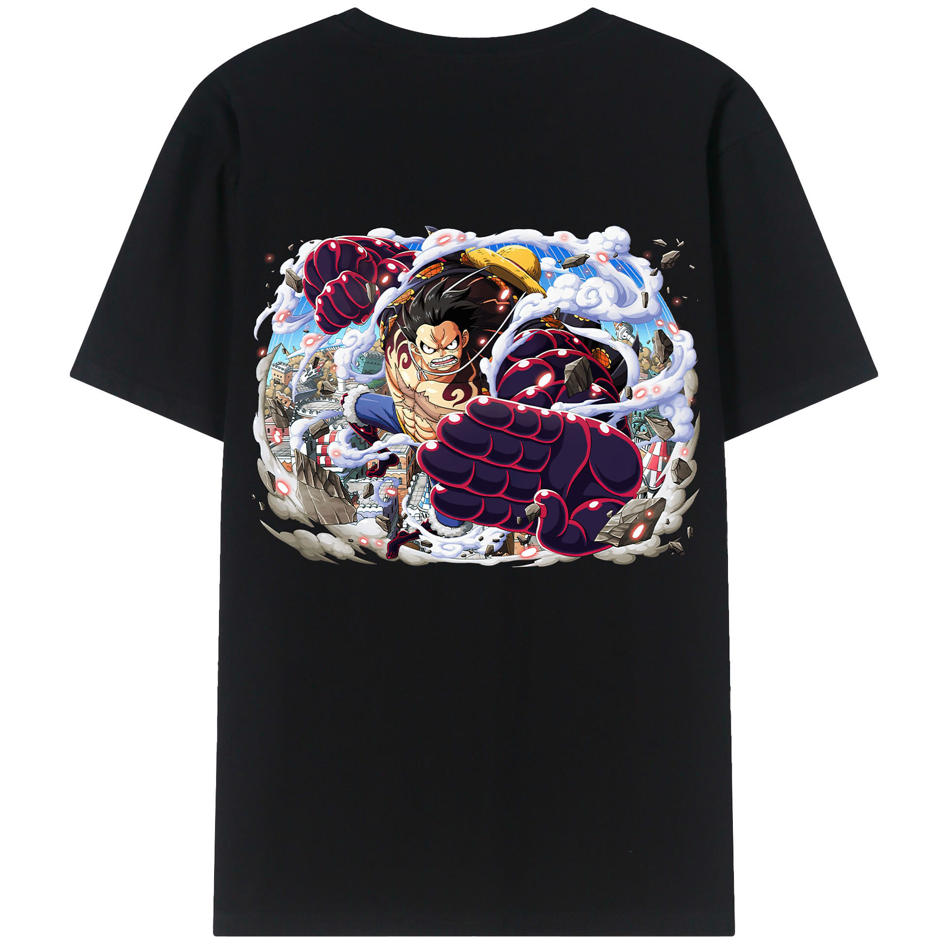 ワンピース モンキー・D・ルフィ ONE PIECE Monkey D. Luffy 綿100％ メンズ半袖Tシャツ（バックプリント） 通気性