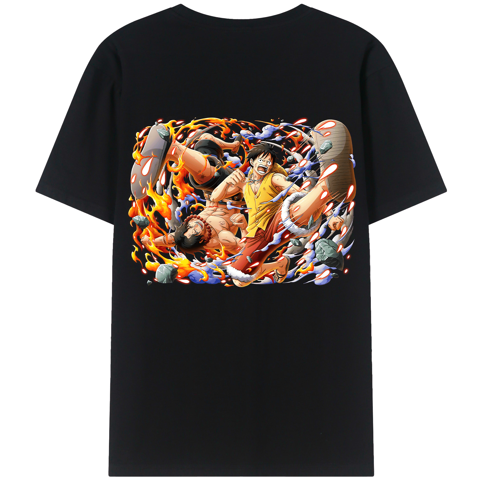 ワンピース モンキー・D・ルフィ ONE PIECE Monkey D. Luffy 綿100％ メンズ半袖Tシャツ（バックプリント） 通気性