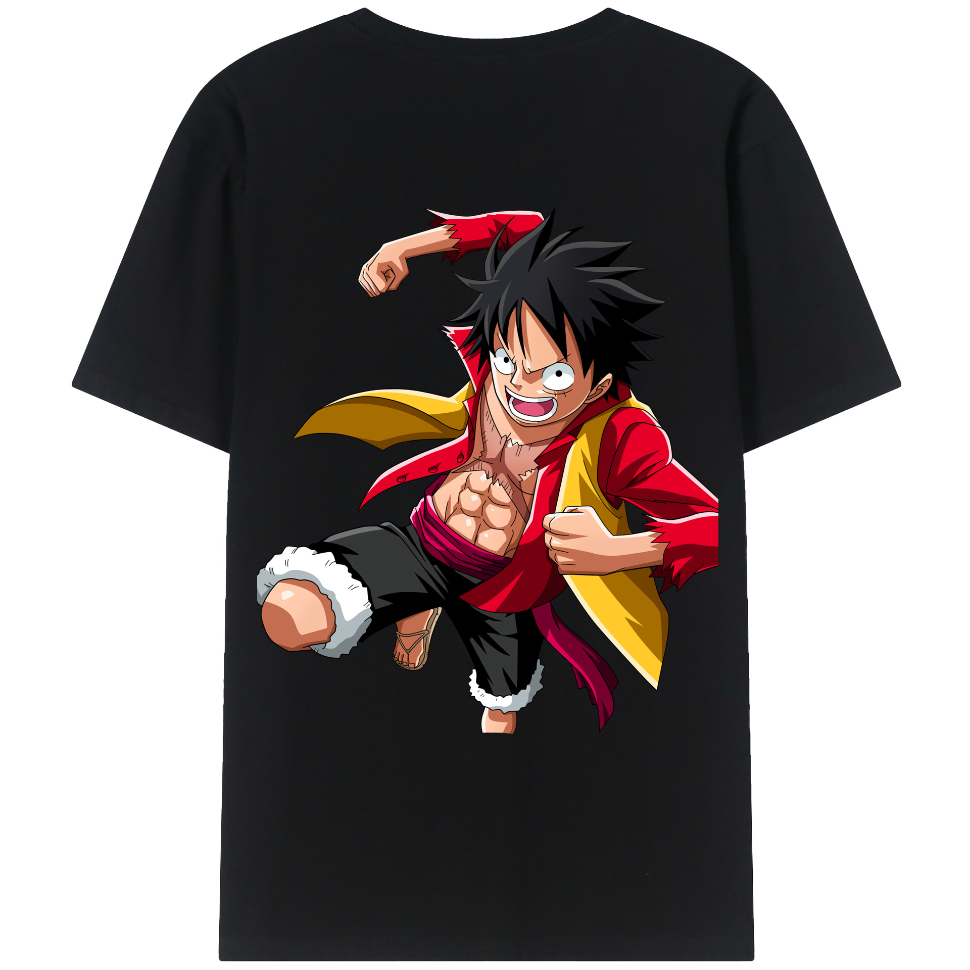 ワンピース モンキー・D・ルフィ ONE PIECE Monkey D. Luffy 綿100％ メンズ半袖Tシャツ（バックプリント） 通気性