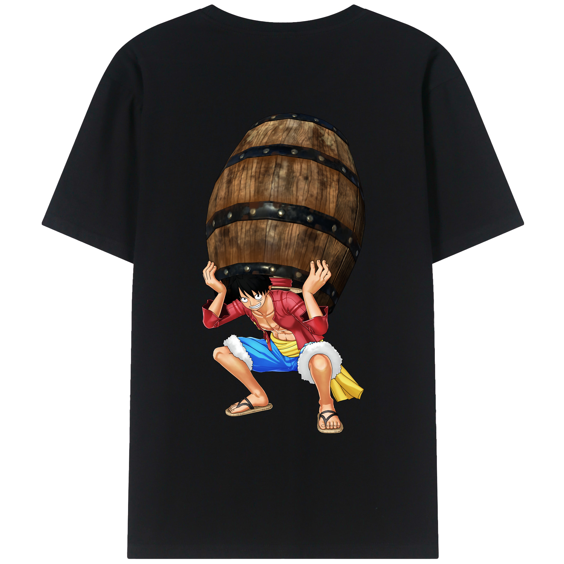ワンピース モンキー・D・ルフィ ONE PIECE Monkey D. Luffy 綿100％ メンズ半袖Tシャツ（バックプリント） 通気性