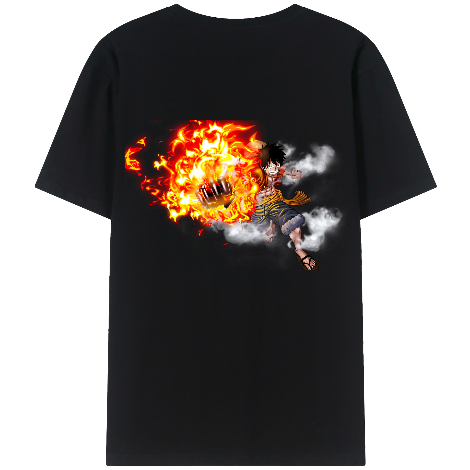 ワンピース モンキー・D・ルフィ ONE PIECE Monkey D. Luffy 綿100％ メンズ半袖Tシャツ（バックプリント） 通気性