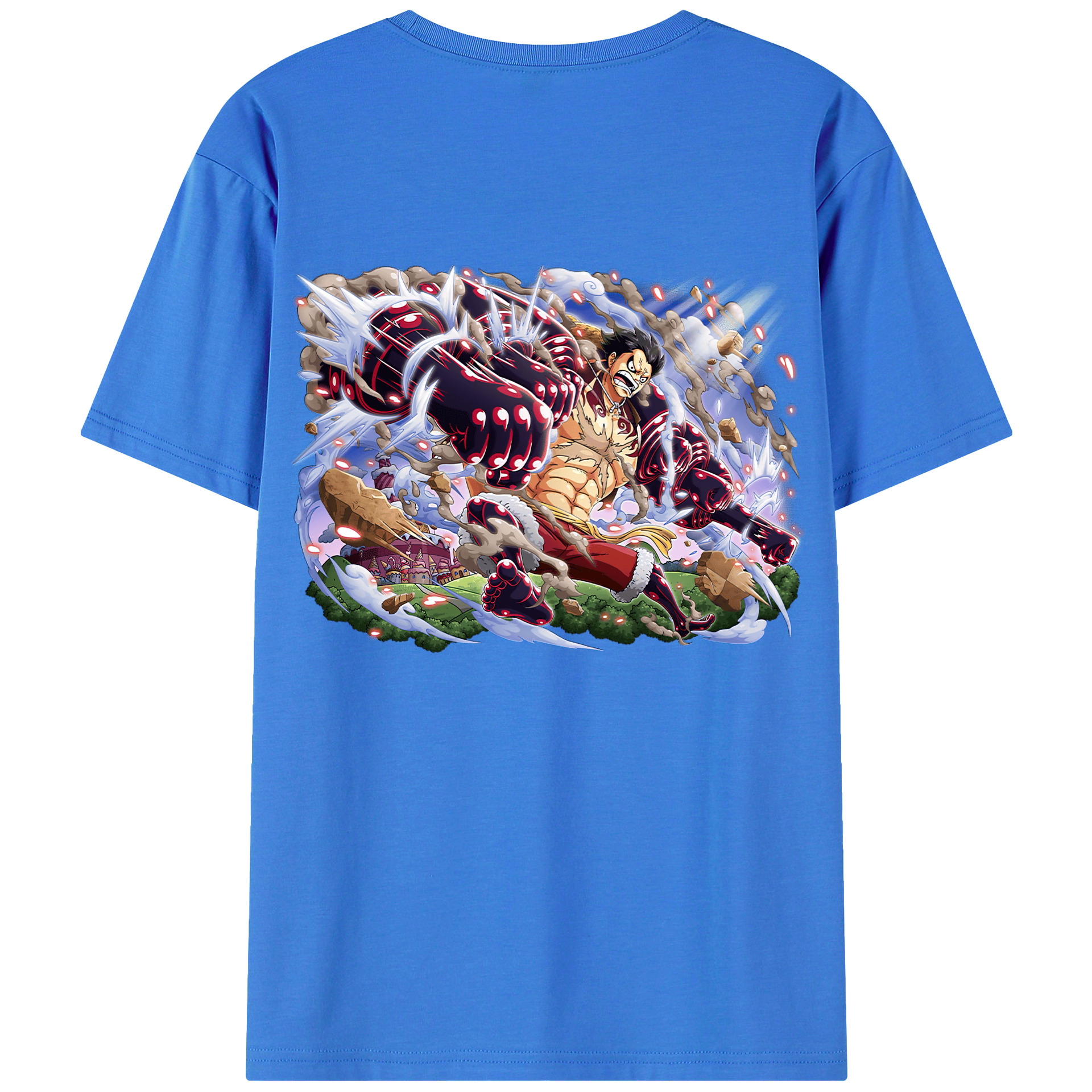 ワンピース モンキー・D・ルフィ ONE PIECE Monkey D. Luffy 綿100％ メンズ半袖Tシャツ（バックプリント） 通気性