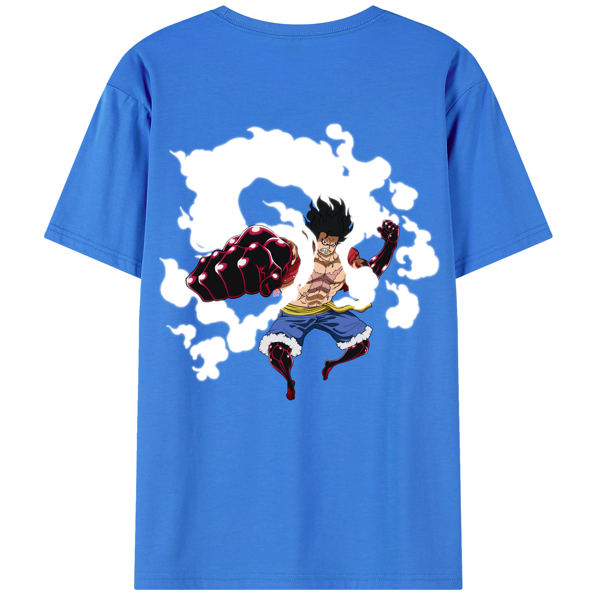 （画像用） ワンピース モンキー・D・ルフィ ONE PIECE Monkey D. Luffy 綿100％ メンズ半袖Tシャツ（バックプリント） 通気性