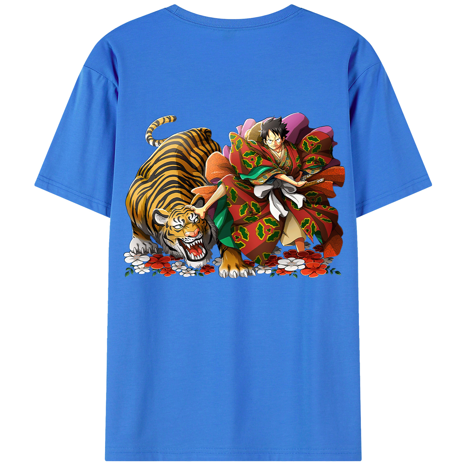 （画像用） ワンピース モンキー・D・ルフィ ONE PIECE Monkey D. Luffy 綿100％ メンズ半袖Tシャツ（バックプリント） 通気性