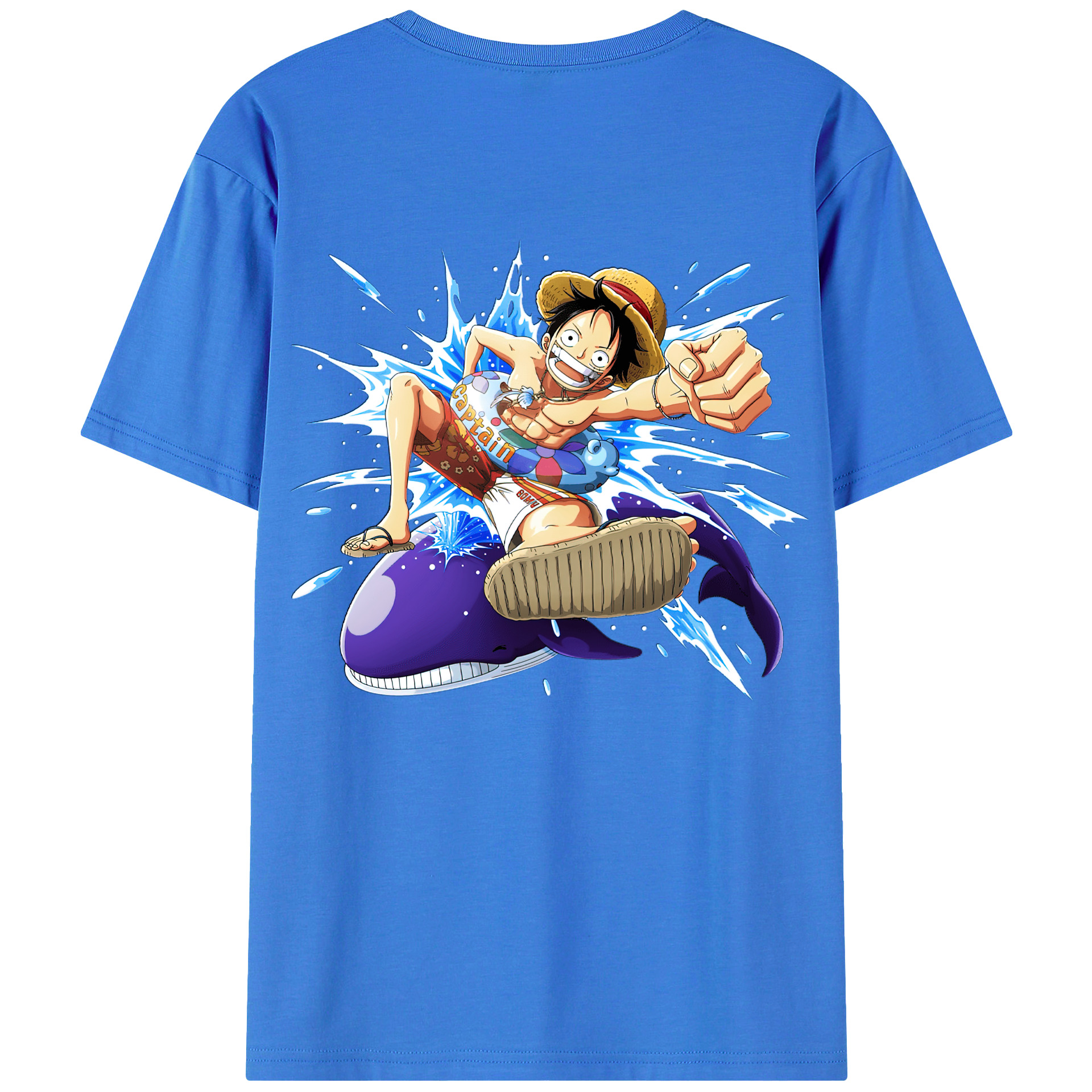 ワンピース モンキー・D・ルフィ ONE PIECE Monkey D. Luffy 綿100％ メンズ半袖Tシャツ（バックプリント） 通気性