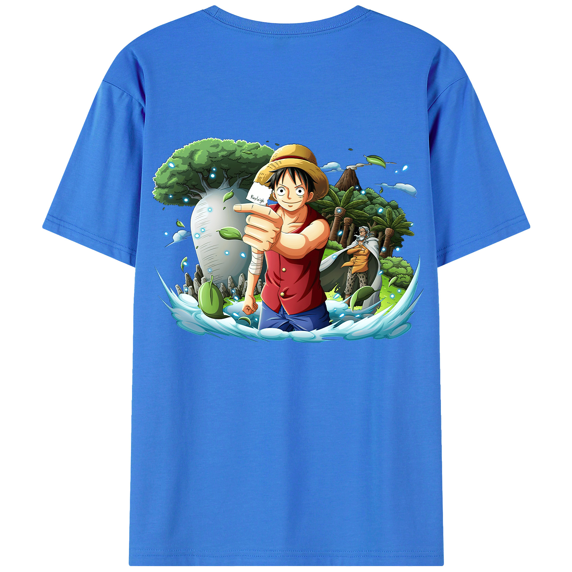 ワンピース モンキー・D・ルフィ ONE PIECE Monkey D. Luffy 綿100％ メンズ半袖Tシャツ（バックプリント） 通気性