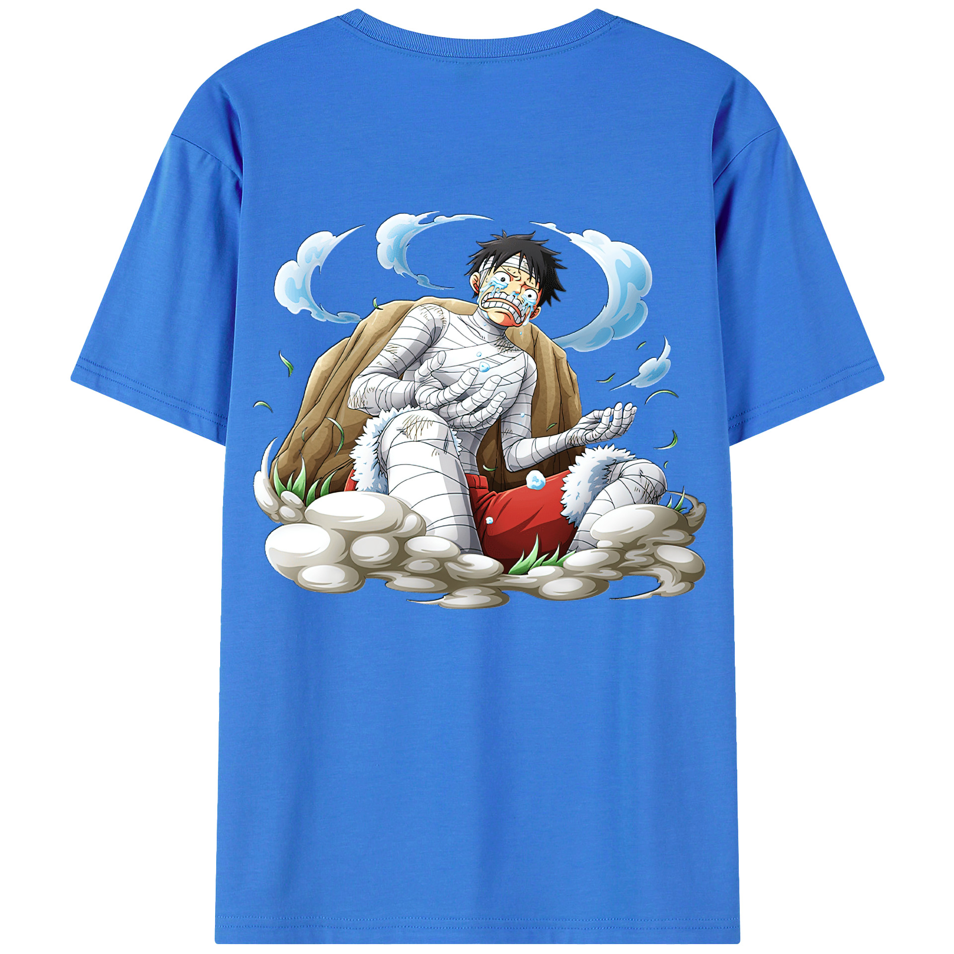 ワンピース モンキー・D・ルフィ ONE PIECE Monkey D. Luffy 綿100％ メンズ半袖Tシャツ（バックプリント） 通気性