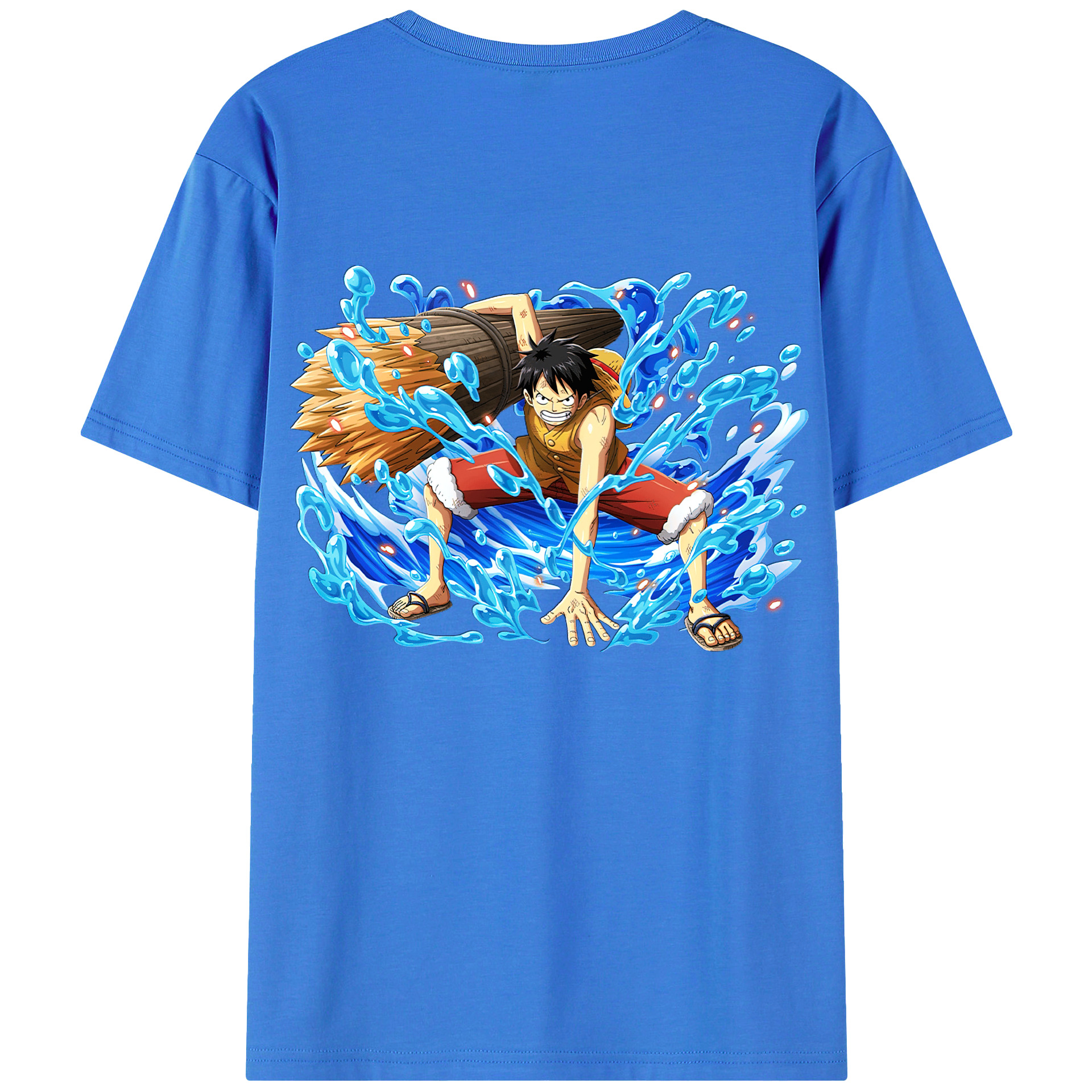 ワンピース モンキー・D・ルフィ ONE PIECE Monkey D. Luffy 綿100％ メンズ半袖Tシャツ（バックプリント） 通気性