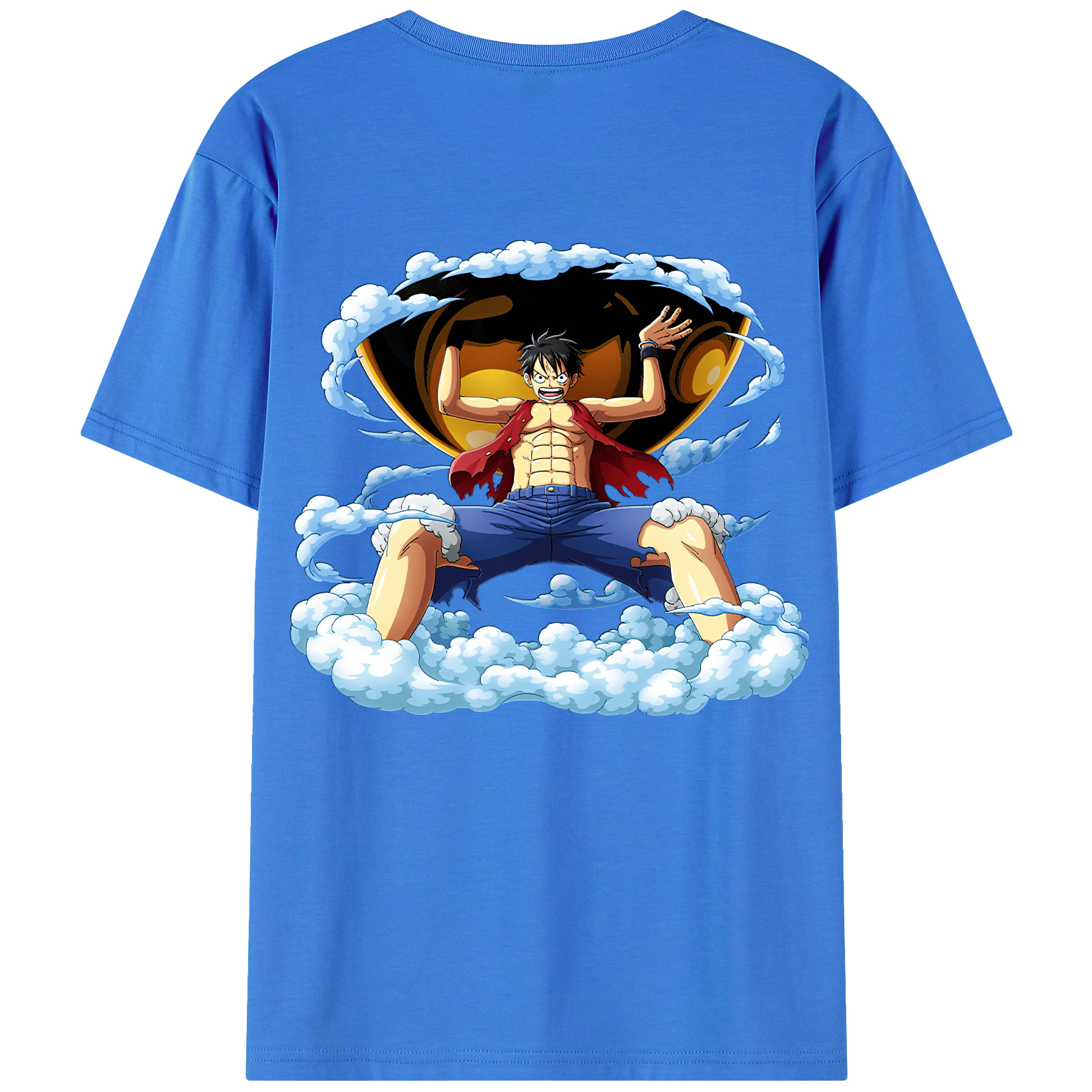 ワンピース モンキー・D・ルフィ ONE PIECE Monkey D. Luffy 綿100％ メンズ半袖Tシャツ（バックプリント） 通気性