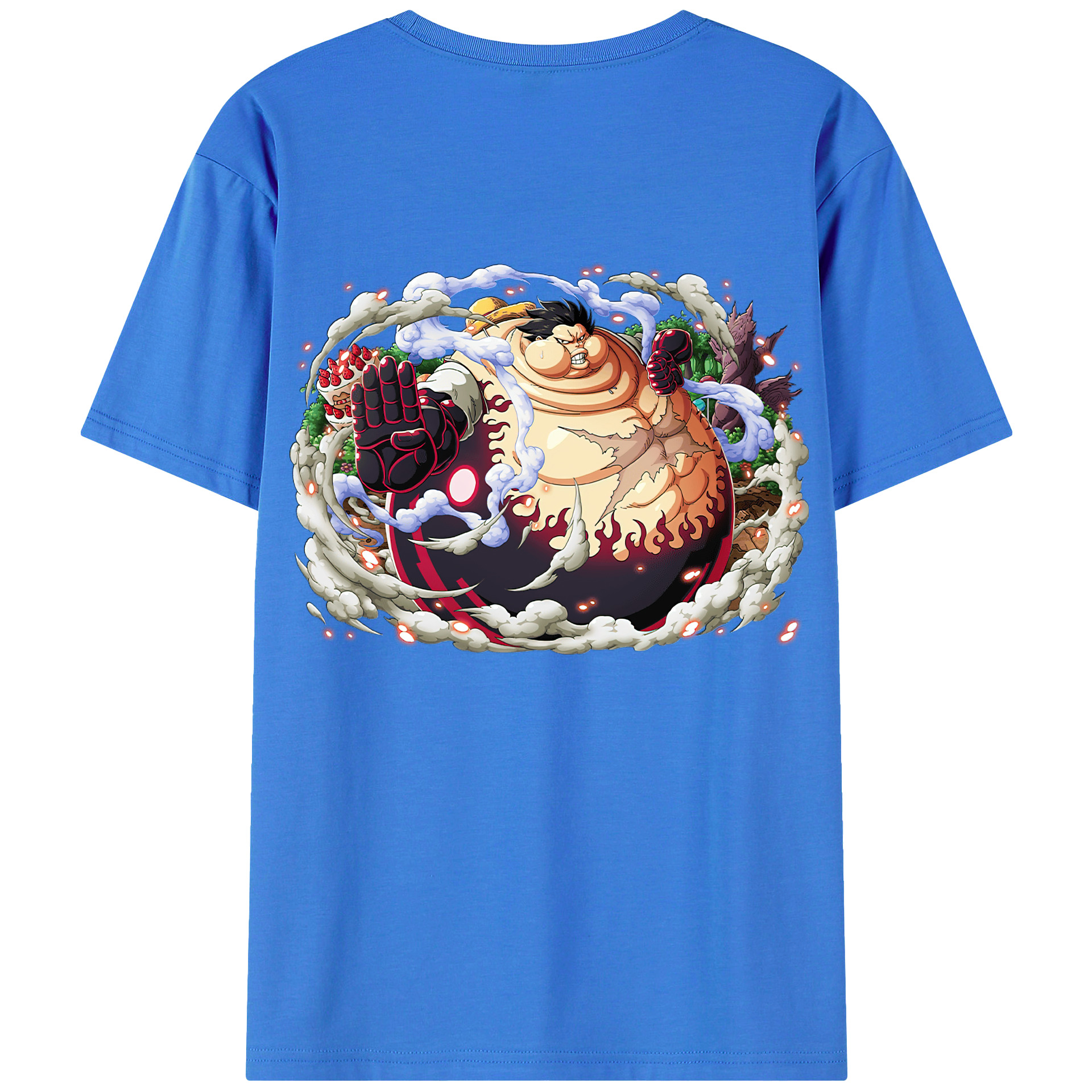 ワンピース モンキー・D・ルフィ ONE PIECE Monkey D. Luffy 綿100％ メンズ半袖Tシャツ（バックプリント） 通気性