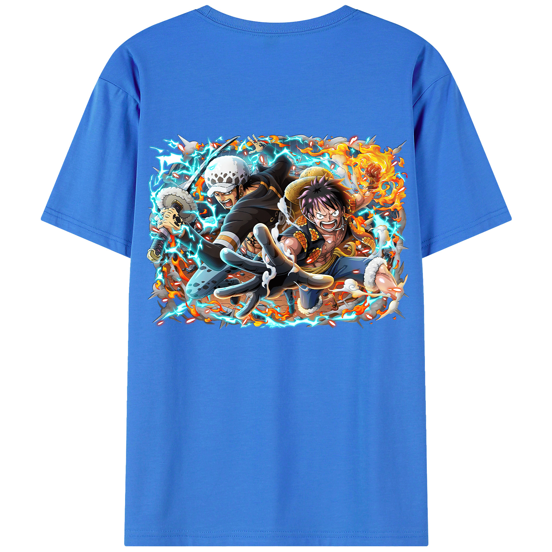 ワンピース モンキー・D・ルフィ ONE PIECE Monkey D. Luffy 綿100％ メンズ半袖Tシャツ（バックプリント） 通気性