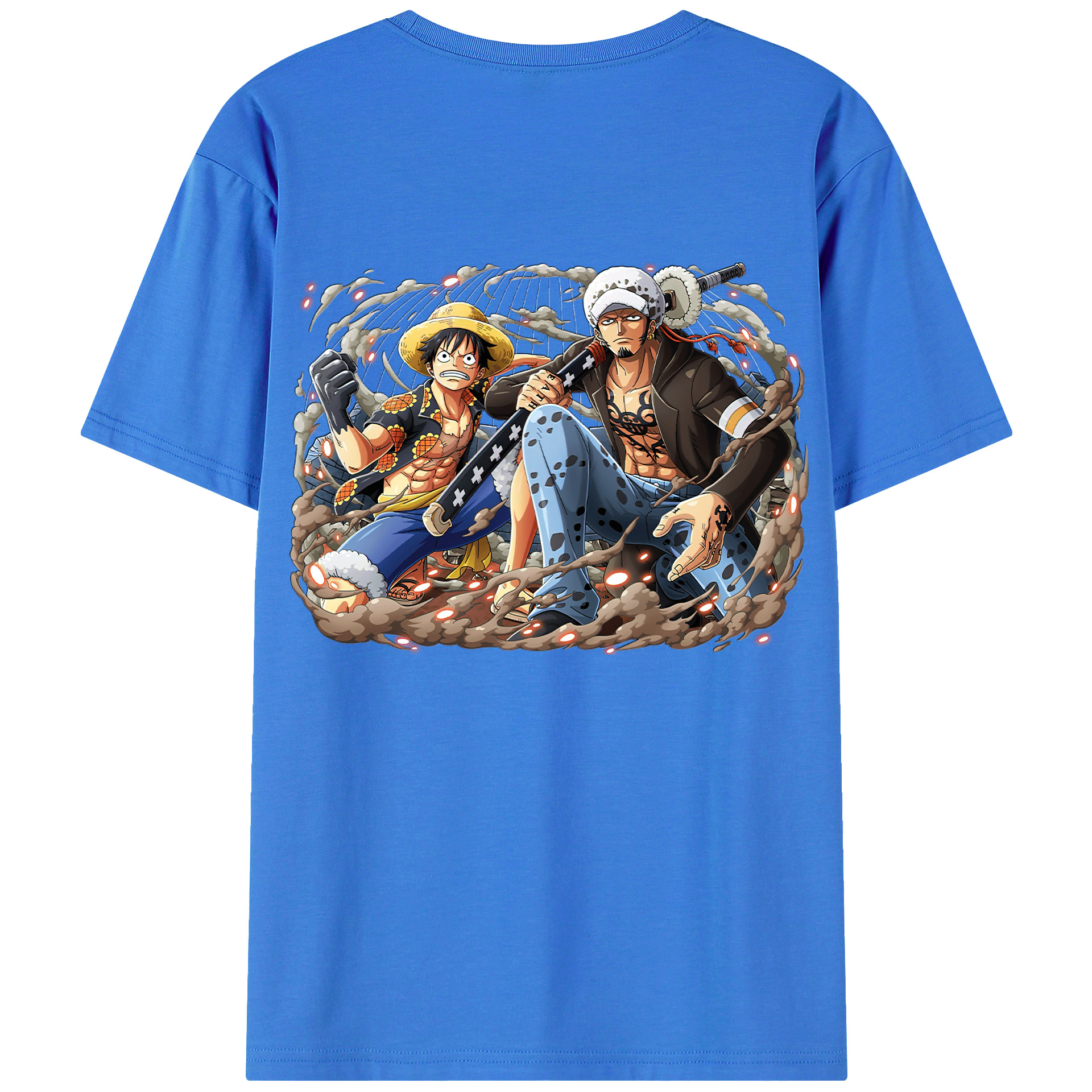 ワンピース モンキー・D・ルフィ ONE PIECE Monkey D. Luffy 綿100％ メンズ半袖Tシャツ（バックプリント） 通気性