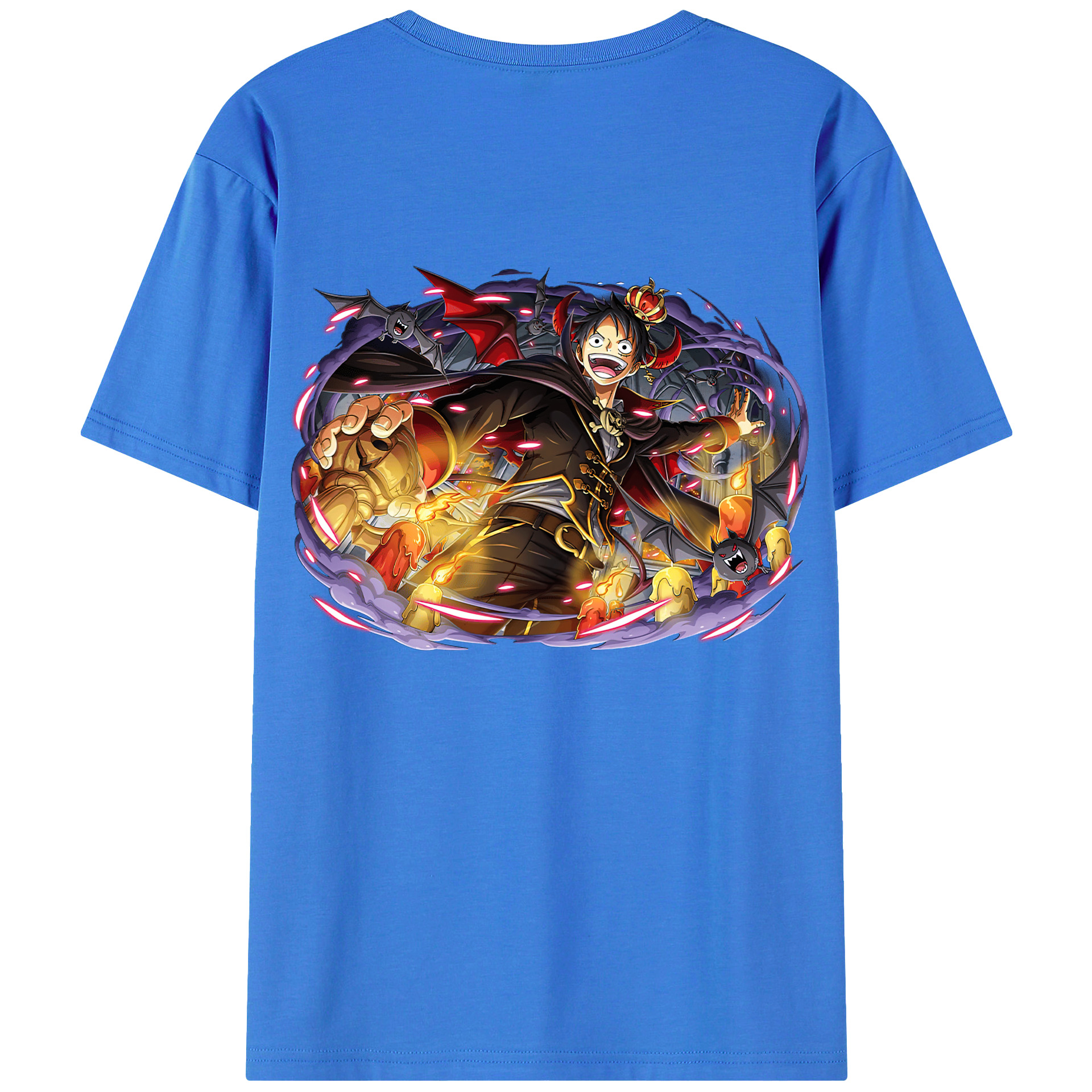 ワンピース モンキー・D・ルフィ ONE PIECE Monkey D. Luffy 綿100％ メンズ半袖Tシャツ（バックプリント） 通気性