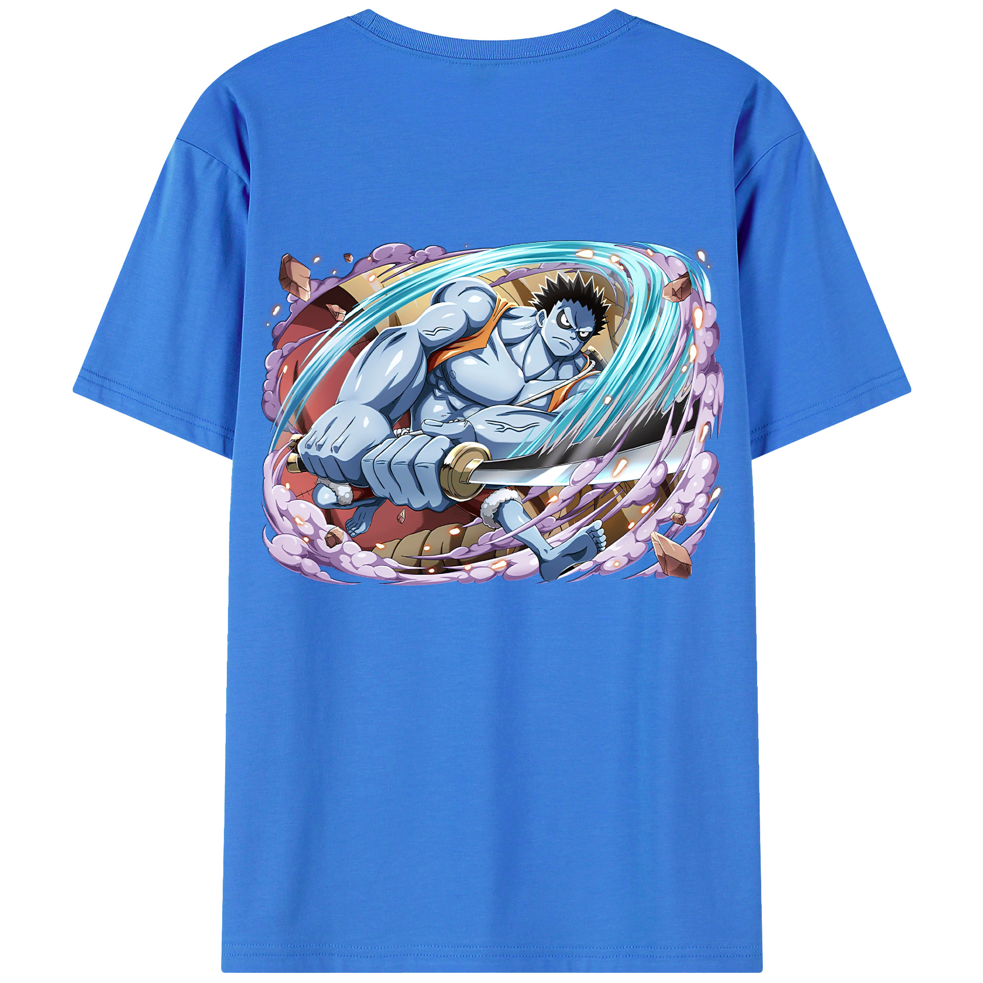ワンピース モンキー・D・ルフィ ONE PIECE Monkey D. Luffy 綿100％ メンズ半袖Tシャツ（バックプリント） 通気性
