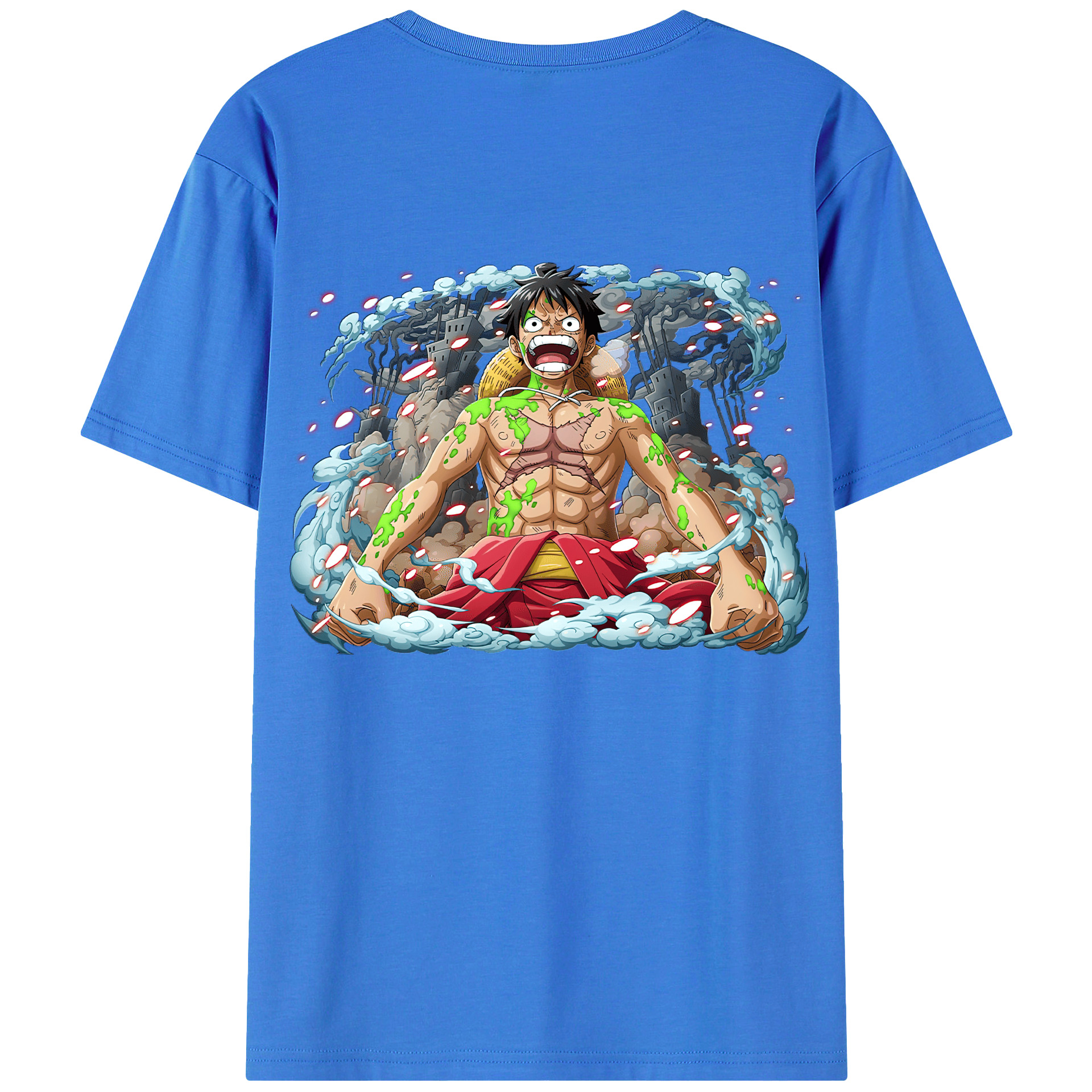 ワンピース モンキー・D・ルフィ ONE PIECE Monkey D. Luffy 綿100％ メンズ半袖Tシャツ（バックプリント） 通気性