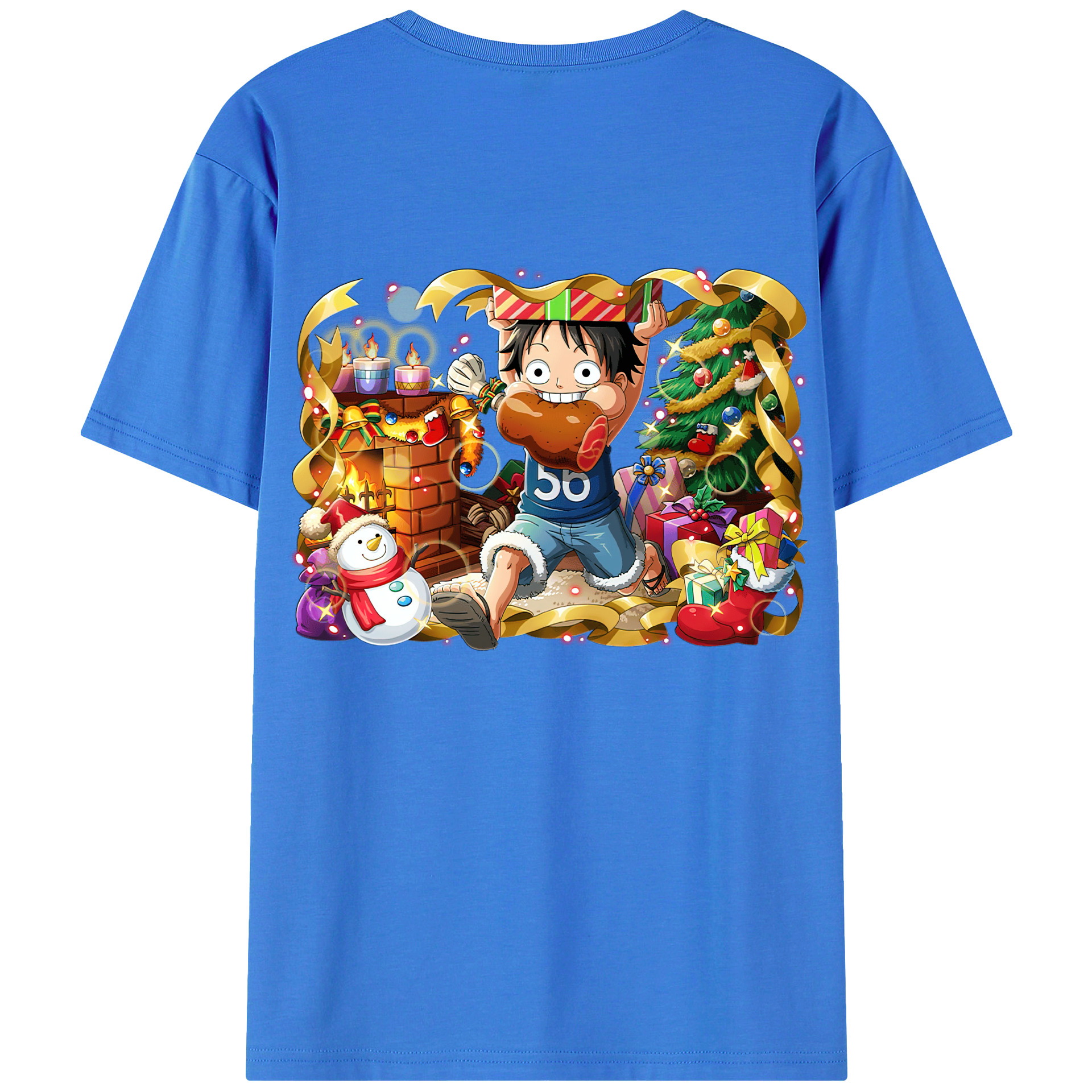 ワンピース モンキー・D・ルフィ ONE PIECE Monkey D. Luffy 綿100％ メンズ半袖Tシャツ（バックプリント） 通気性