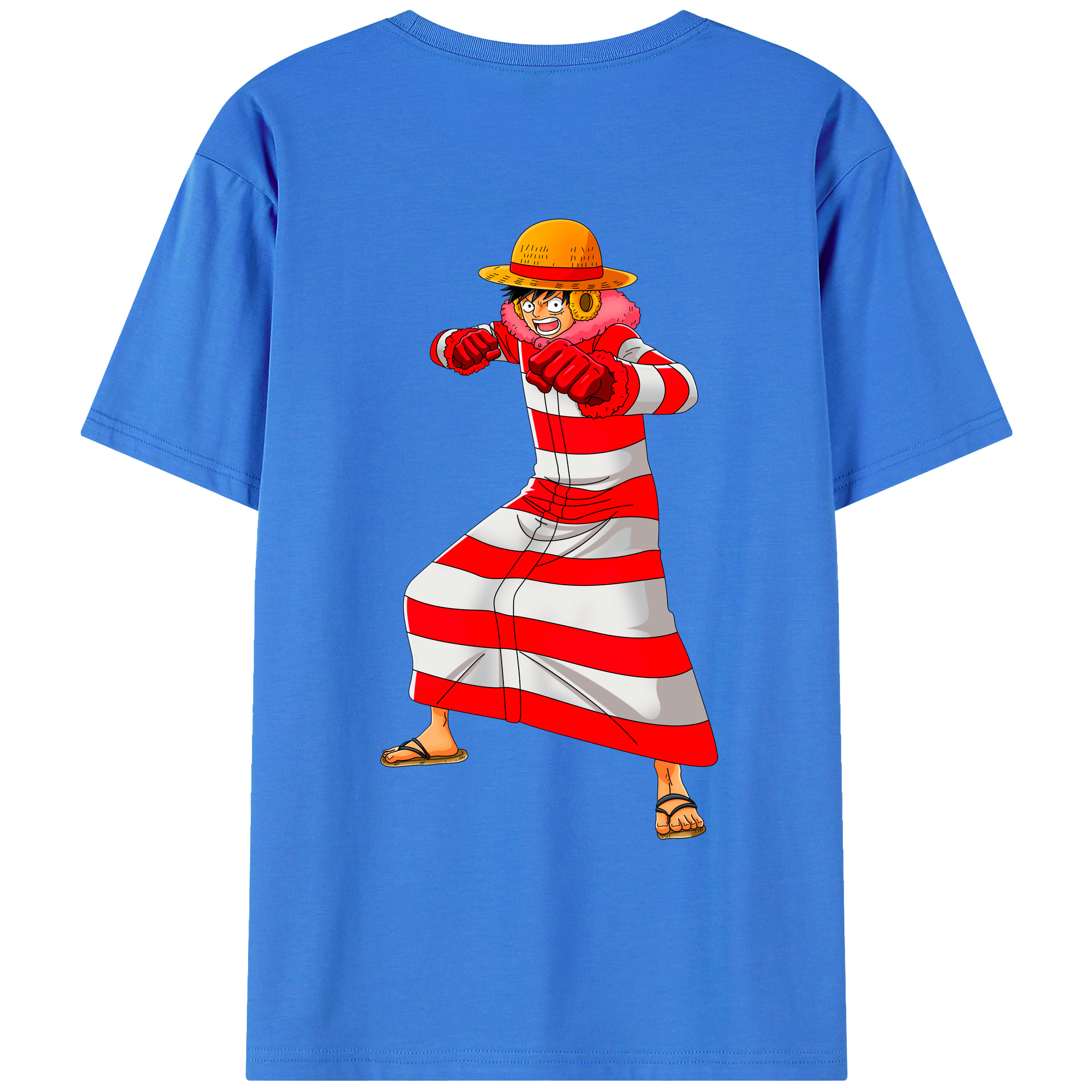 ワンピース モンキー・D・ルフィ ONE PIECE Monkey D. Luffy 綿100％ メンズ半袖Tシャツ（バックプリント） 通気性