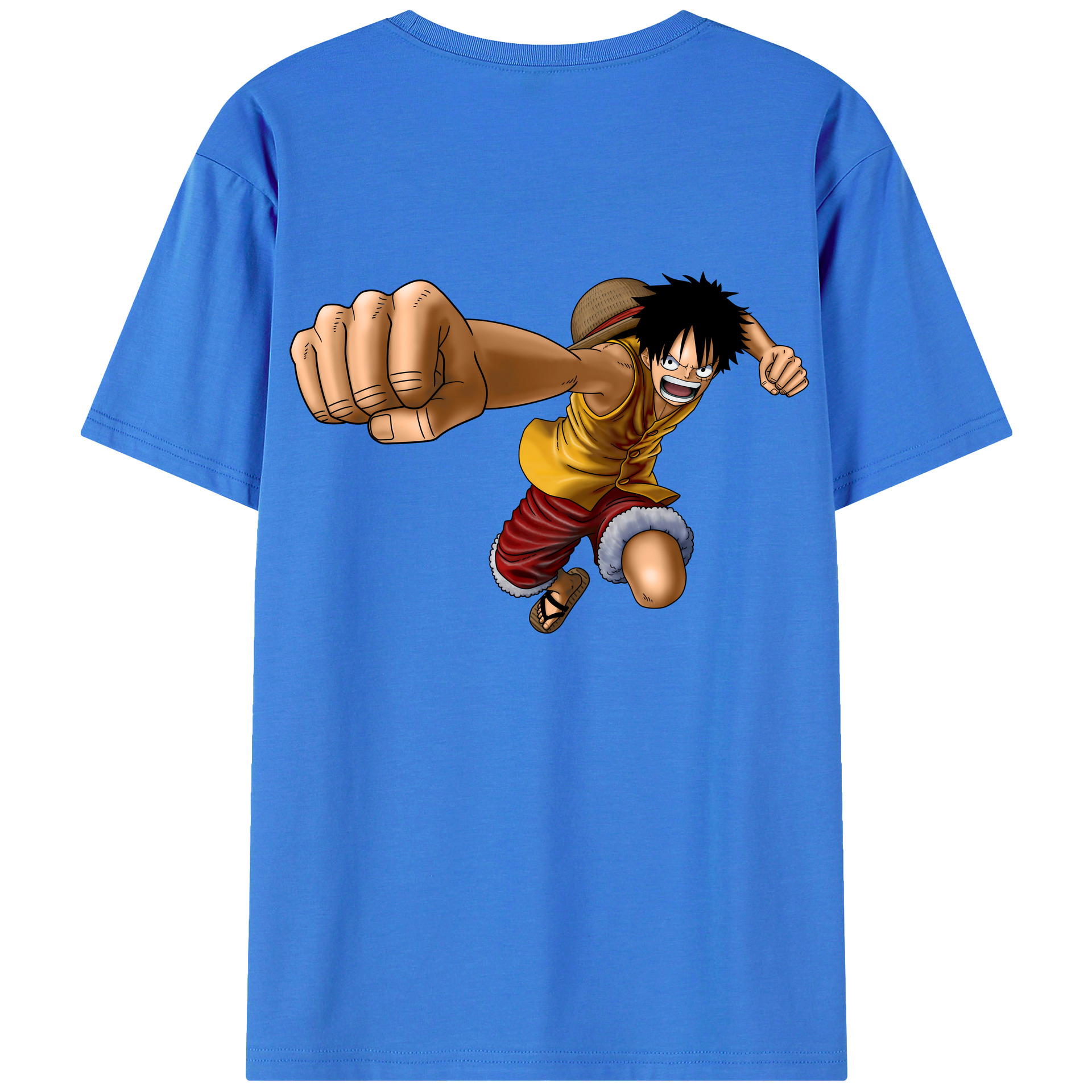 ワンピース モンキー・D・ルフィ ONE PIECE Monkey D. Luffy 綿100％ メンズ半袖Tシャツ（バックプリント） 通気性