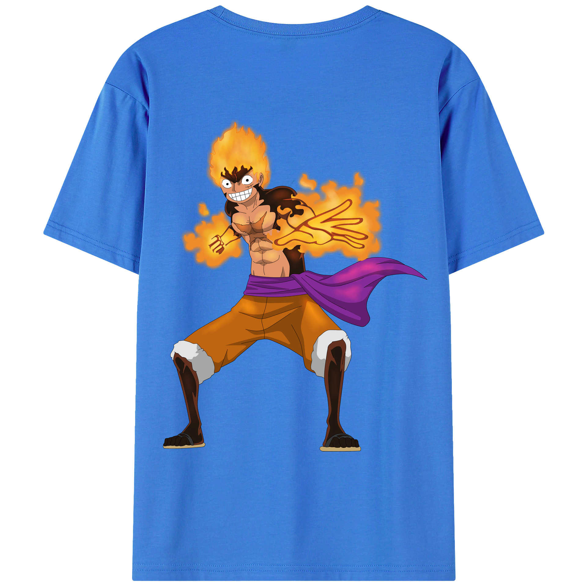 ワンピース モンキー・D・ルフィ ONE PIECE Monkey D. Luffy 綿100％ メンズ半袖Tシャツ（バックプリント） 通気性