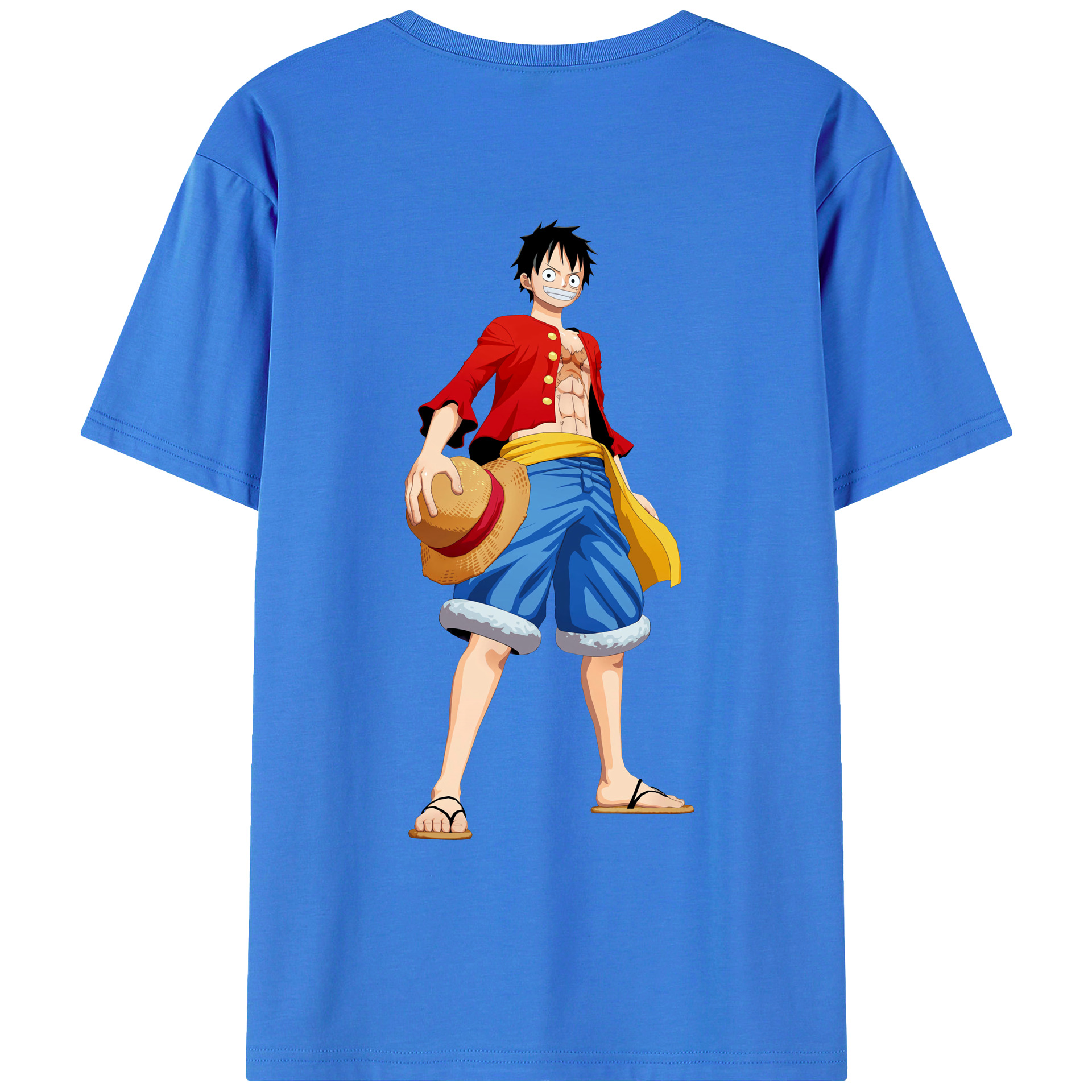 ワンピース モンキー・D・ルフィ ONE PIECE Monkey D. Luffy 綿100％ メンズ半袖Tシャツ（バックプリント） 通気性
