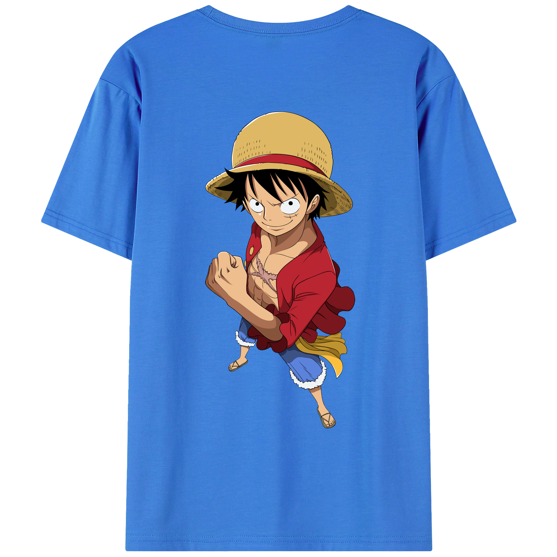 ワンピース モンキー・D・ルフィ ONE PIECE Monkey D. Luffy 綿100％ メンズ半袖Tシャツ（バックプリント） 通気性