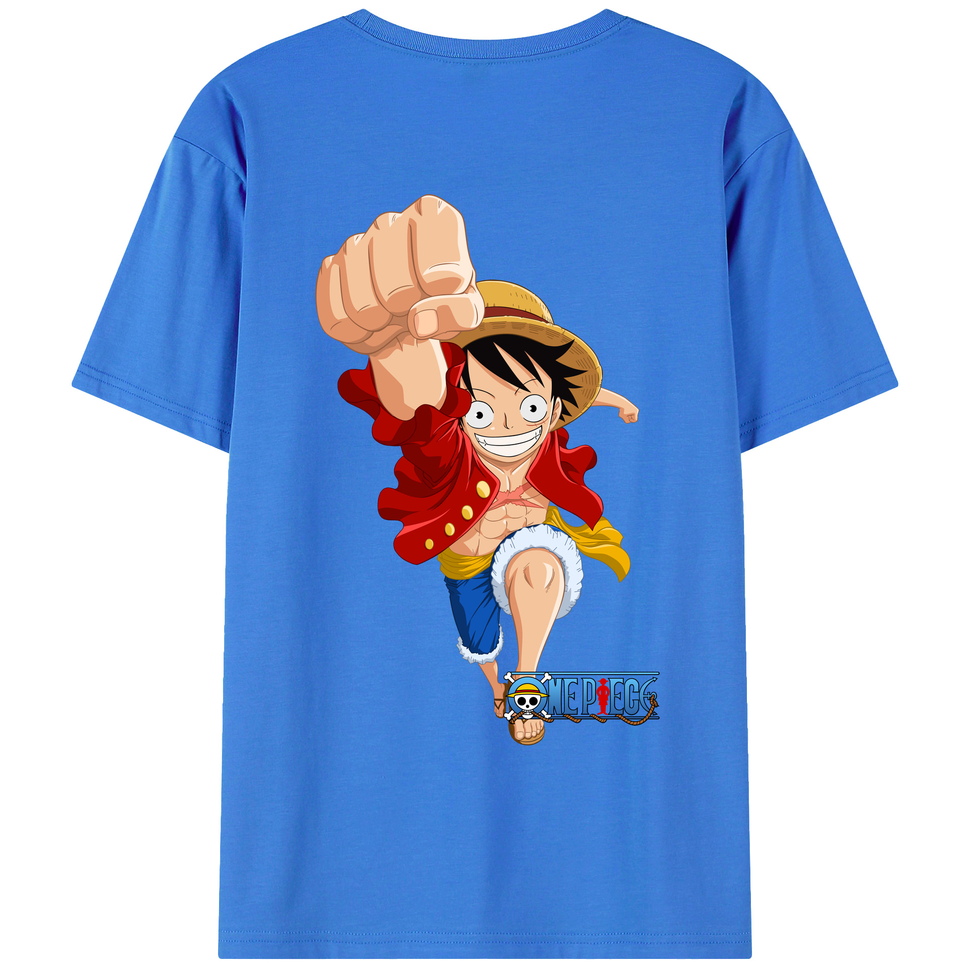ワンピース モンキー・D・ルフィ ONE PIECE Monkey D. Luffy 綿100％ メンズ半袖Tシャツ（バックプリント） 通気性