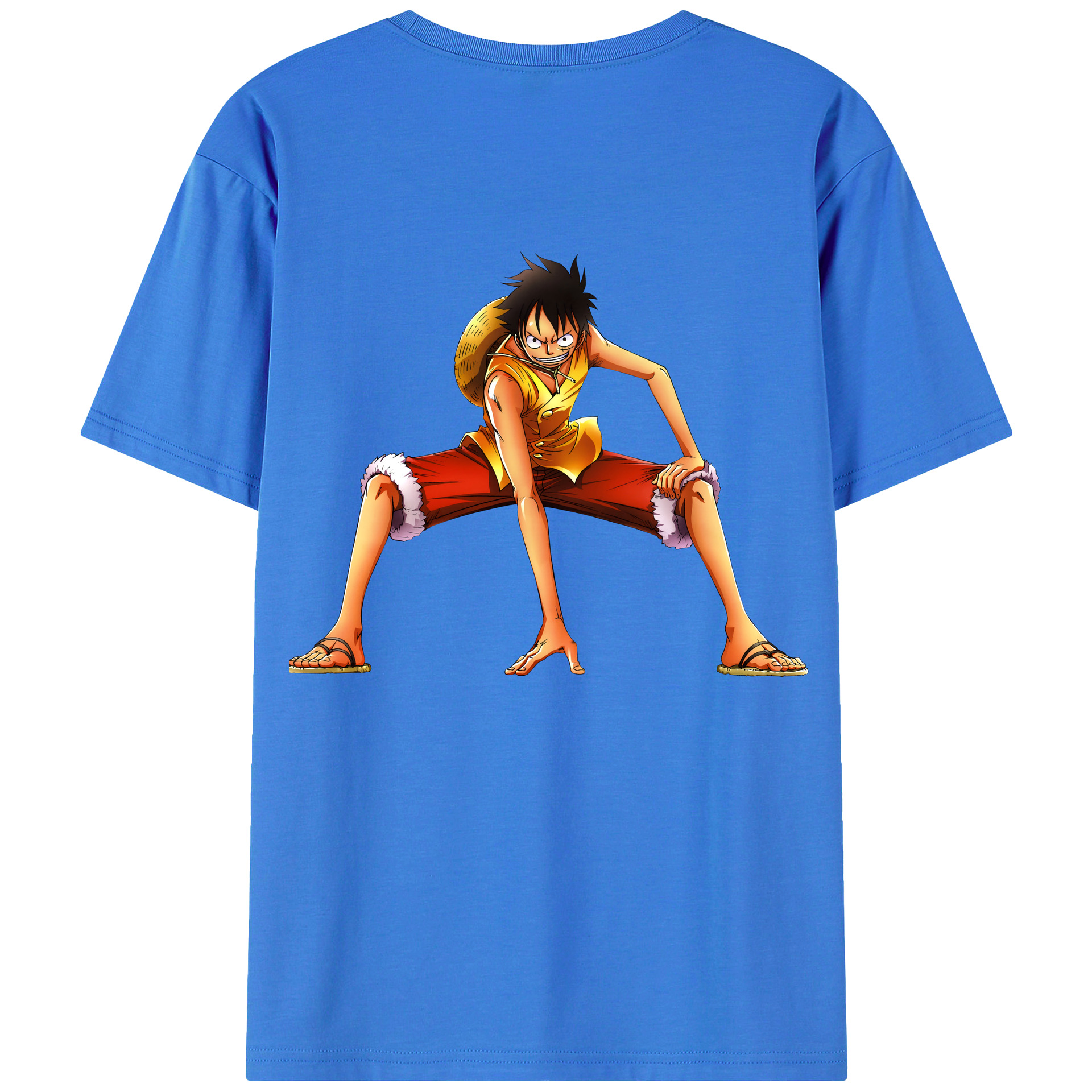 ワンピース モンキー・D・ルフィ ONE PIECE Monkey D. Luffy 綿100％ メンズ半袖Tシャツ（バックプリント） 通気性