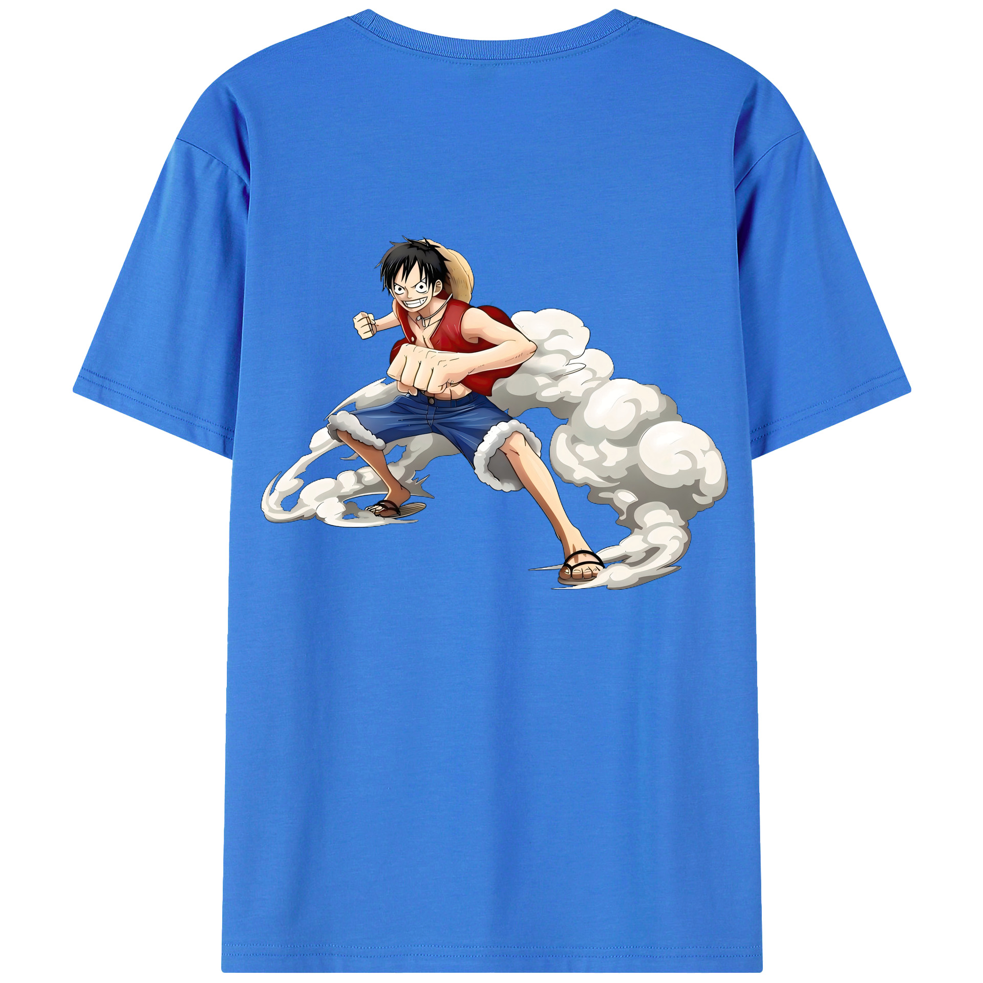 （画像用） ワンピース モンキー・D・ルフィ ONE PIECE Monkey D. Luffy 綿100％ メンズ半袖Tシャツ（バックプリント） 通気性