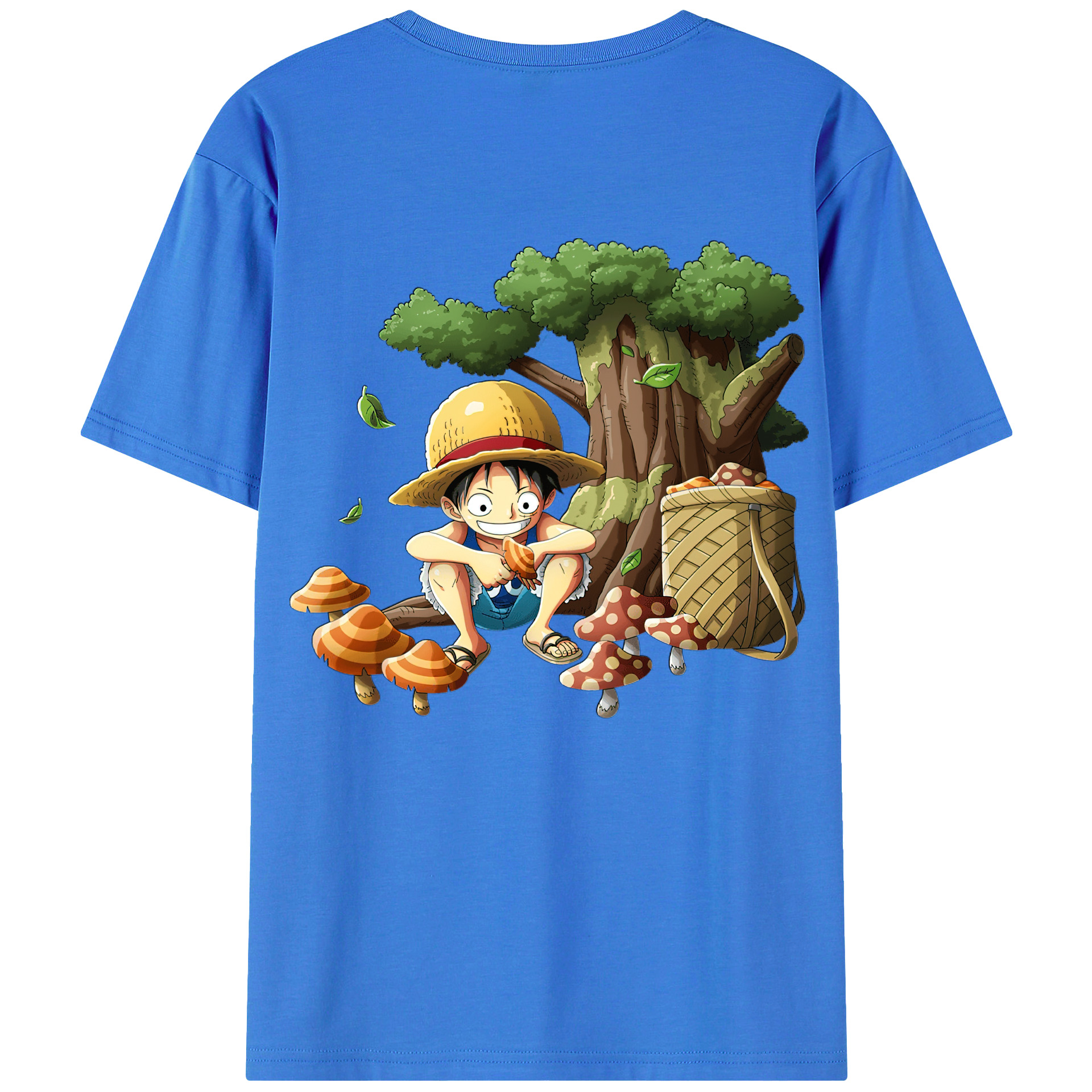 （画像用） ワンピース モンキー・D・ルフィ ONE PIECE Monkey D. Luffy 綿100％ メンズ半袖Tシャツ（バックプリント） 通気性