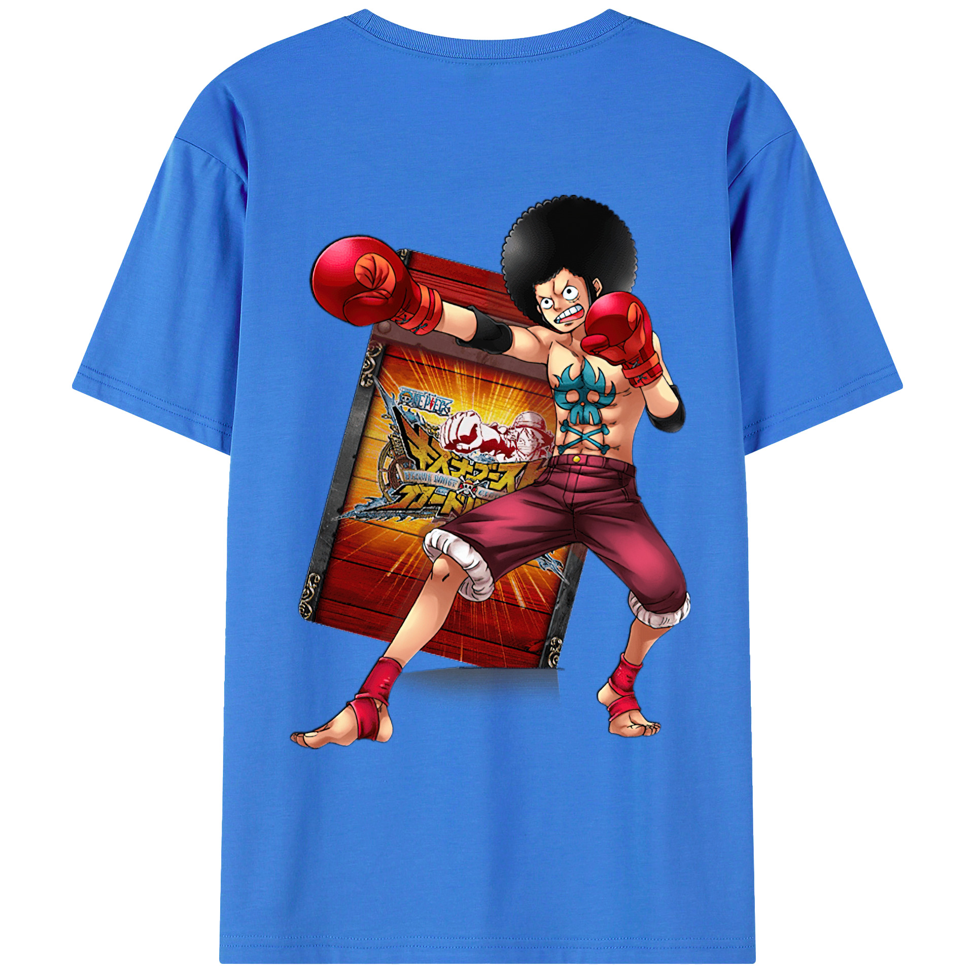 ワンピース モンキー・D・ルフィ ONE PIECE Monkey D. Luffy 綿100％ メンズ半袖Tシャツ（バックプリント） 通気性