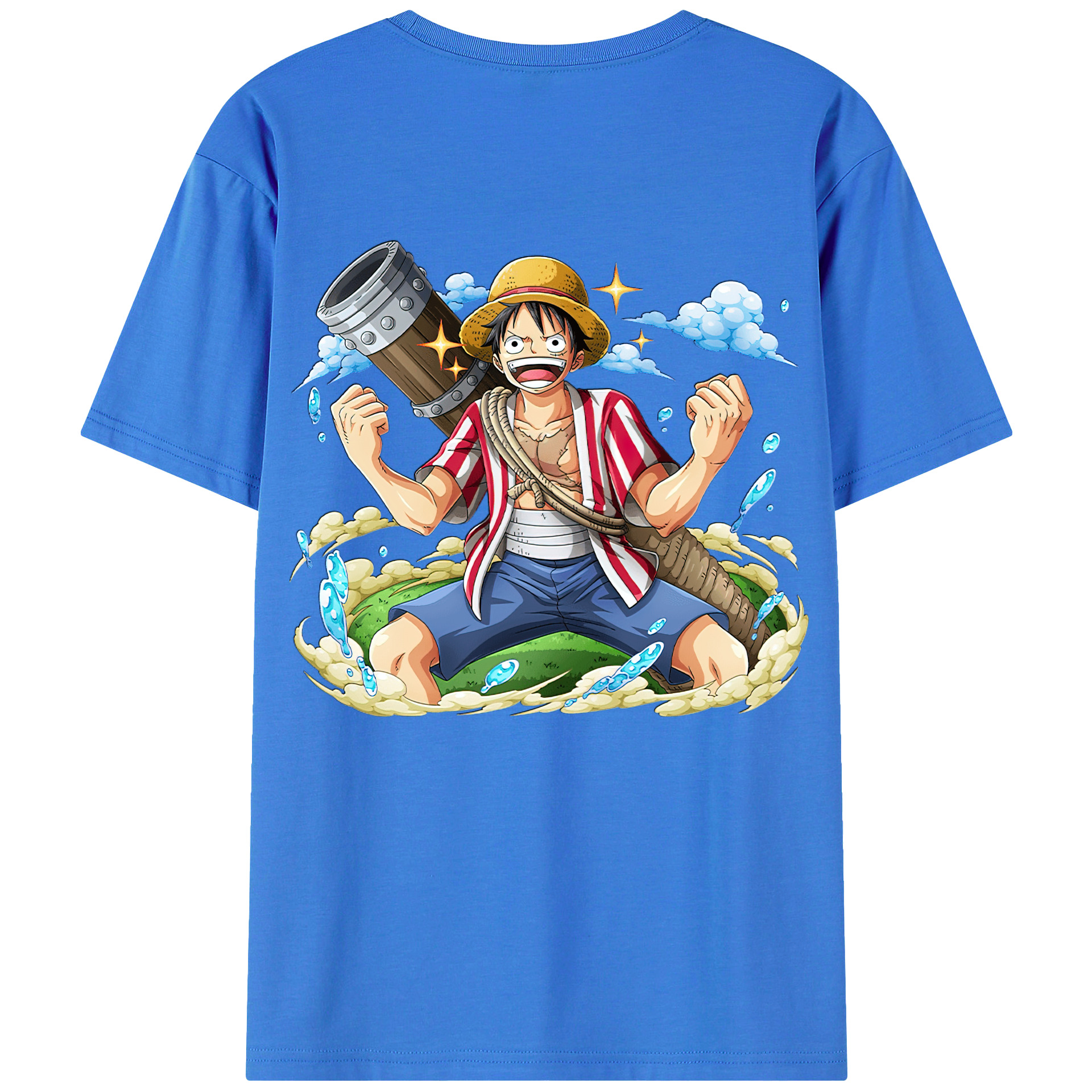 ワンピース モンキー・D・ルフィ ONE PIECE Monkey D. Luffy 綿100％ メンズ半袖Tシャツ（バックプリント） 通気性