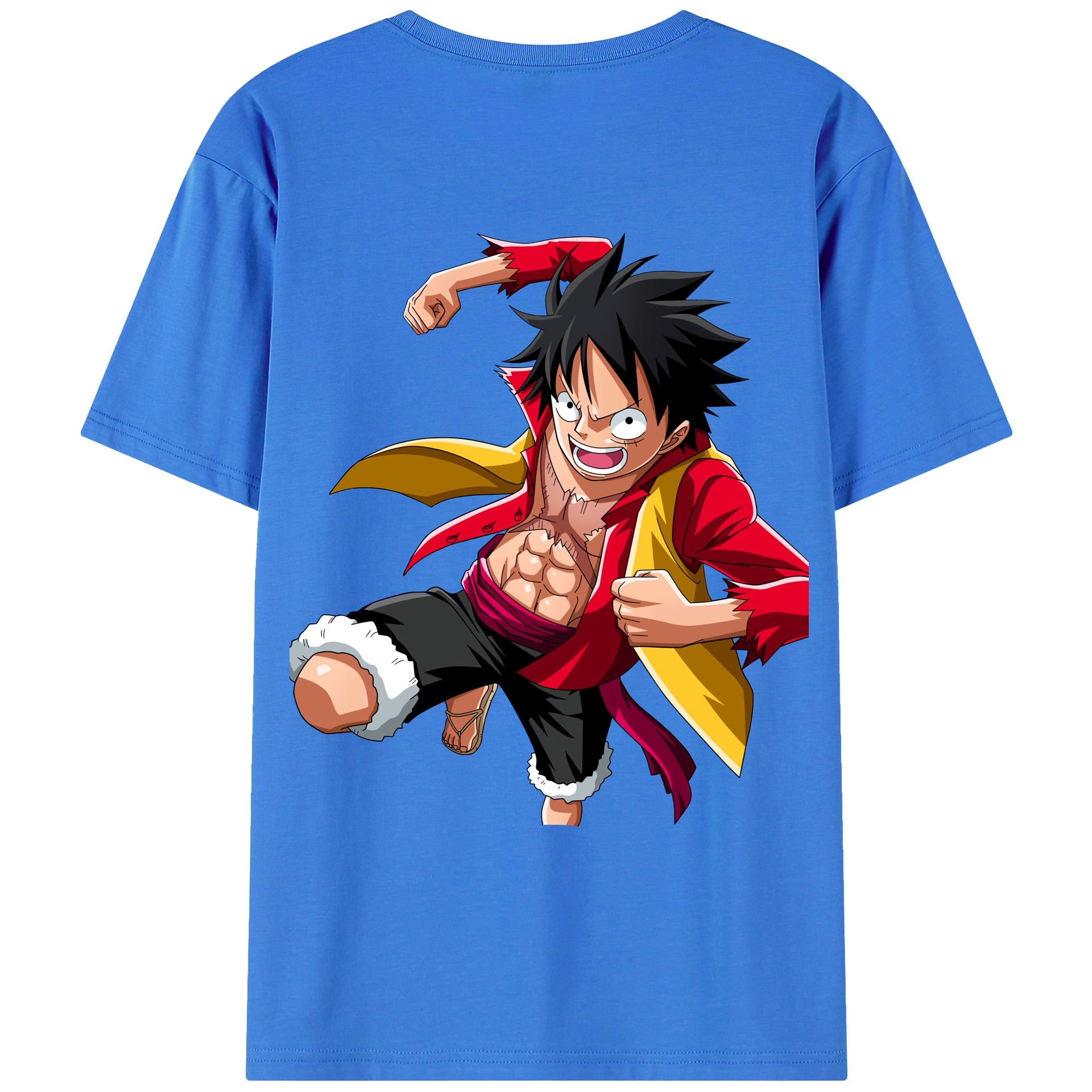 ワンピース モンキー・D・ルフィ ONE PIECE Monkey D. Luffy 綿100％ メンズ半袖Tシャツ（バックプリント） 通気性