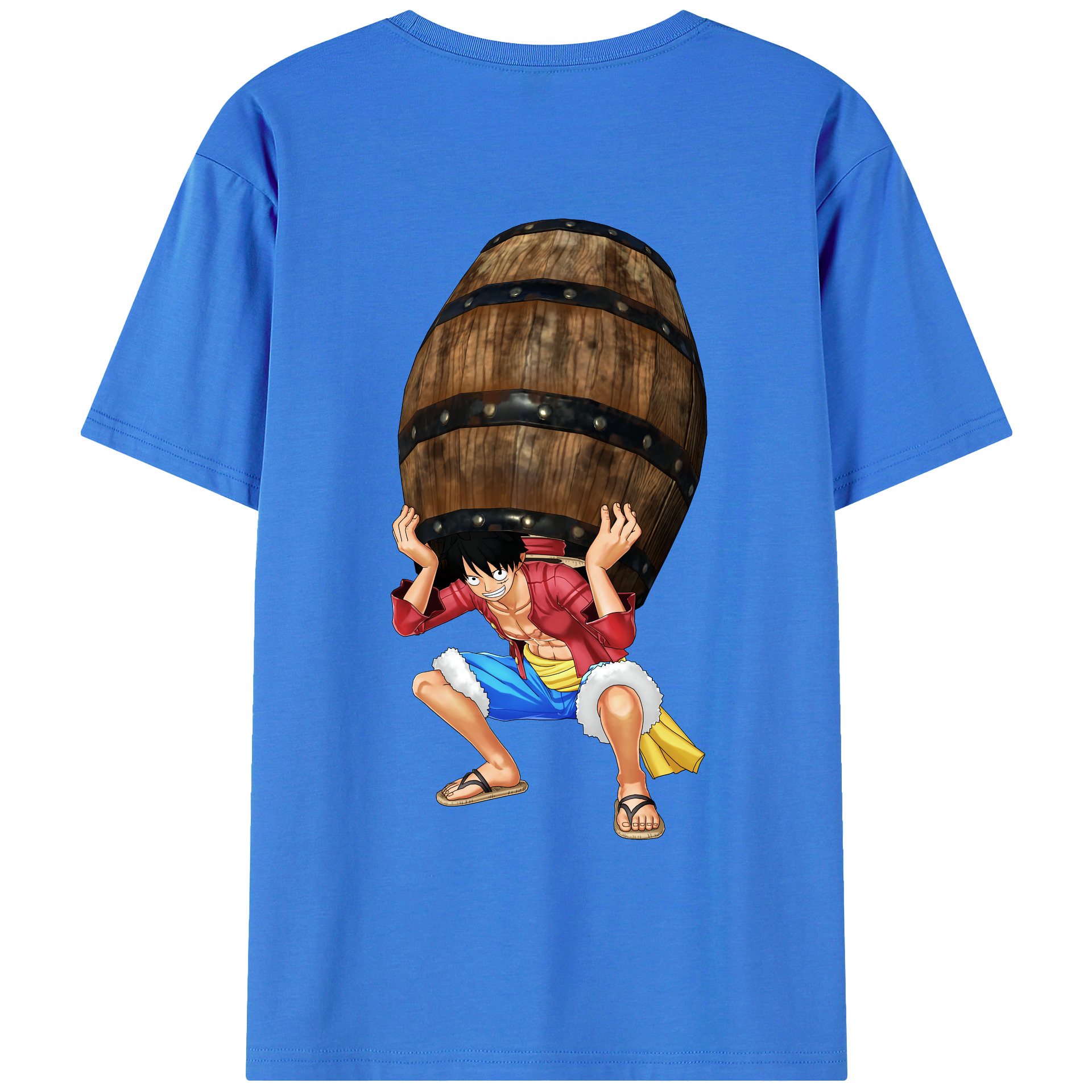 ワンピース モンキー・D・ルフィ ONE PIECE Monkey D. Luffy 綿100％ メンズ半袖Tシャツ（バックプリント） 通気性