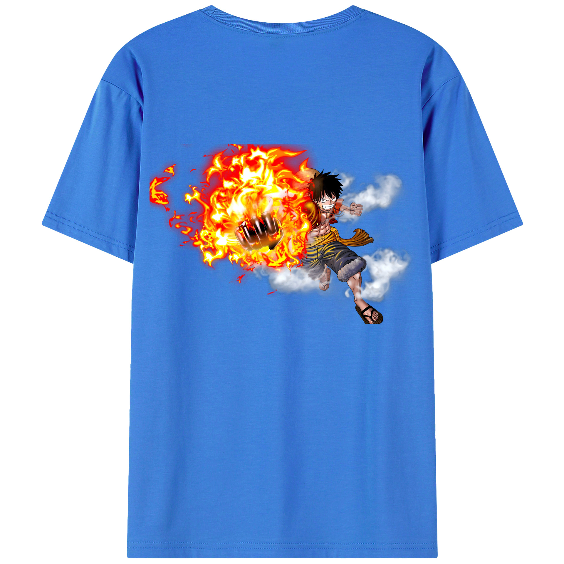 ワンピース モンキー・D・ルフィ ONE PIECE Monkey D. Luffy 綿100％ メンズ半袖Tシャツ（バックプリント） 通気性