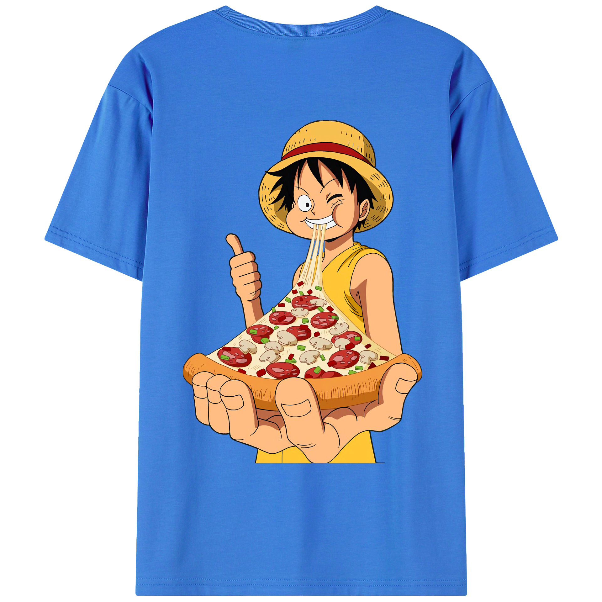 ワンピース モンキー・D・ルフィ ONE PIECE Monkey D. Luffy 綿100％ メンズ半袖Tシャツ（バックプリント） 通気性