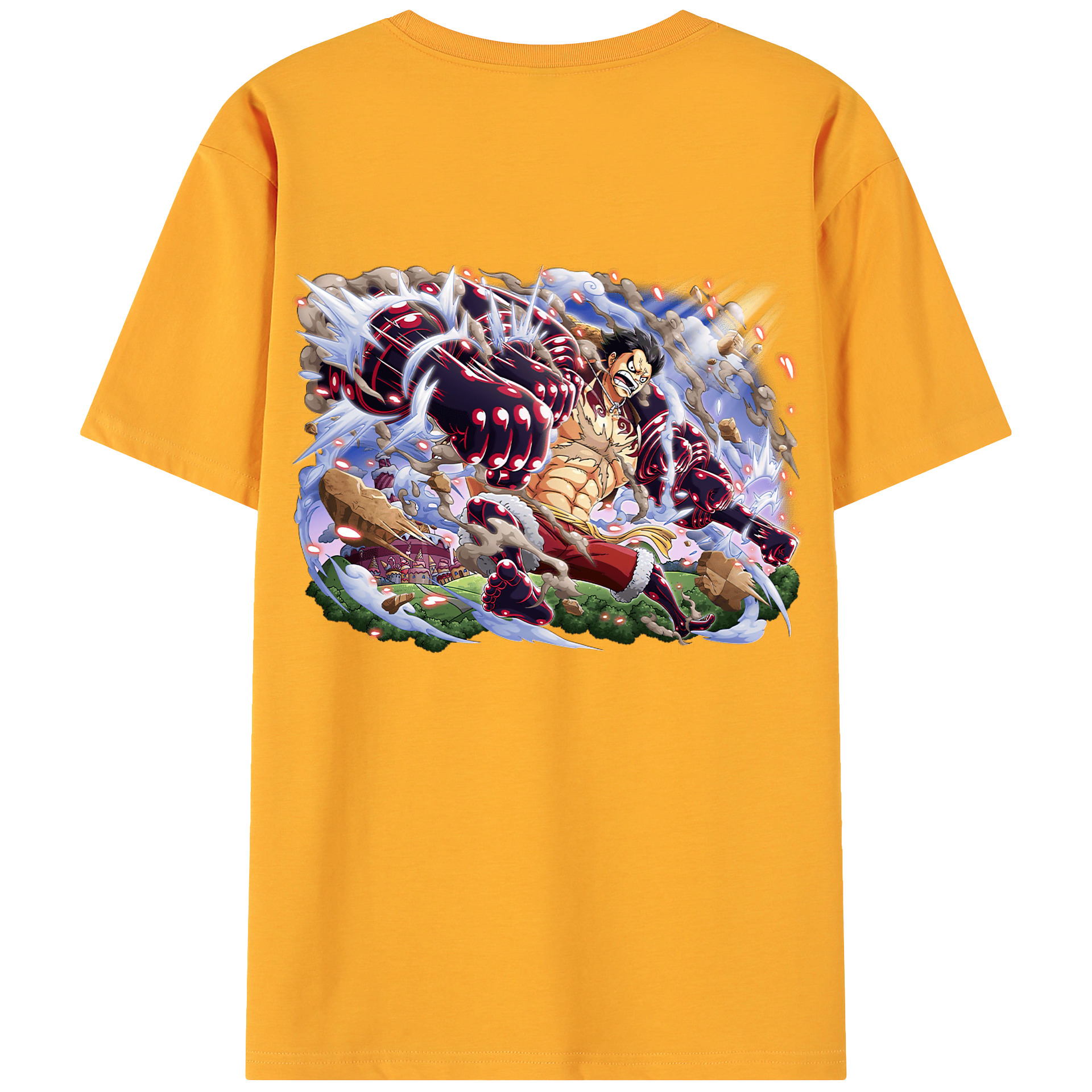 ワンピース モンキー・D・ルフィ ONE PIECE Monkey D. Luffy 綿100％ メンズ半袖Tシャツ（バックプリント） 通気性
