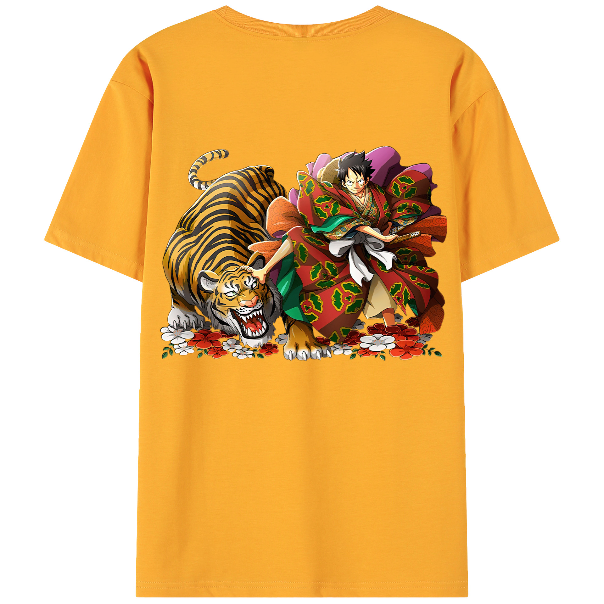 （画像用） ワンピース モンキー・D・ルフィ ONE PIECE Monkey D. Luffy 綿100％ メンズ半袖Tシャツ（バックプリント） 通気性