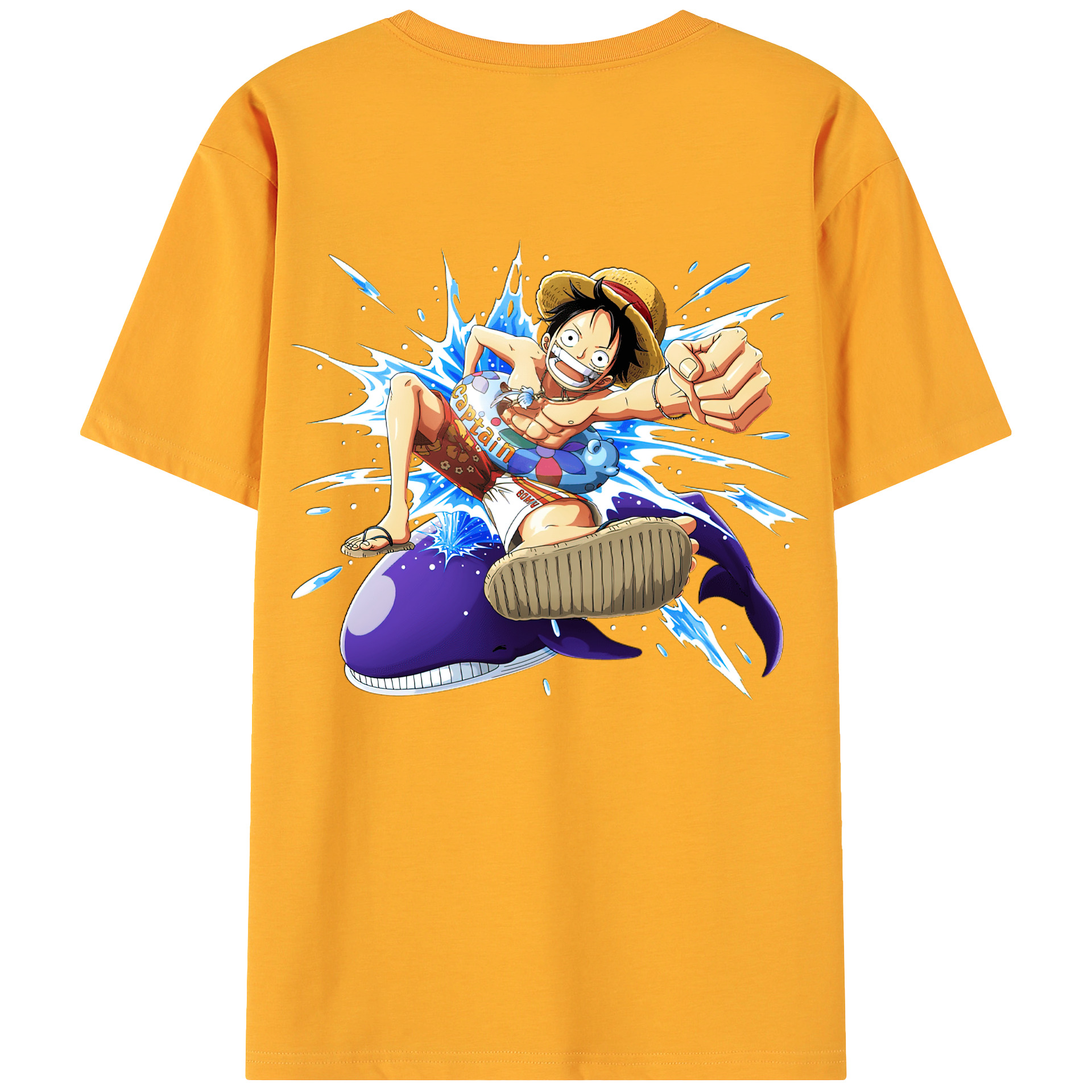 ワンピース モンキー・D・ルフィ ONE PIECE Monkey D. Luffy 綿100％ メンズ半袖Tシャツ（バックプリント） 通気性
