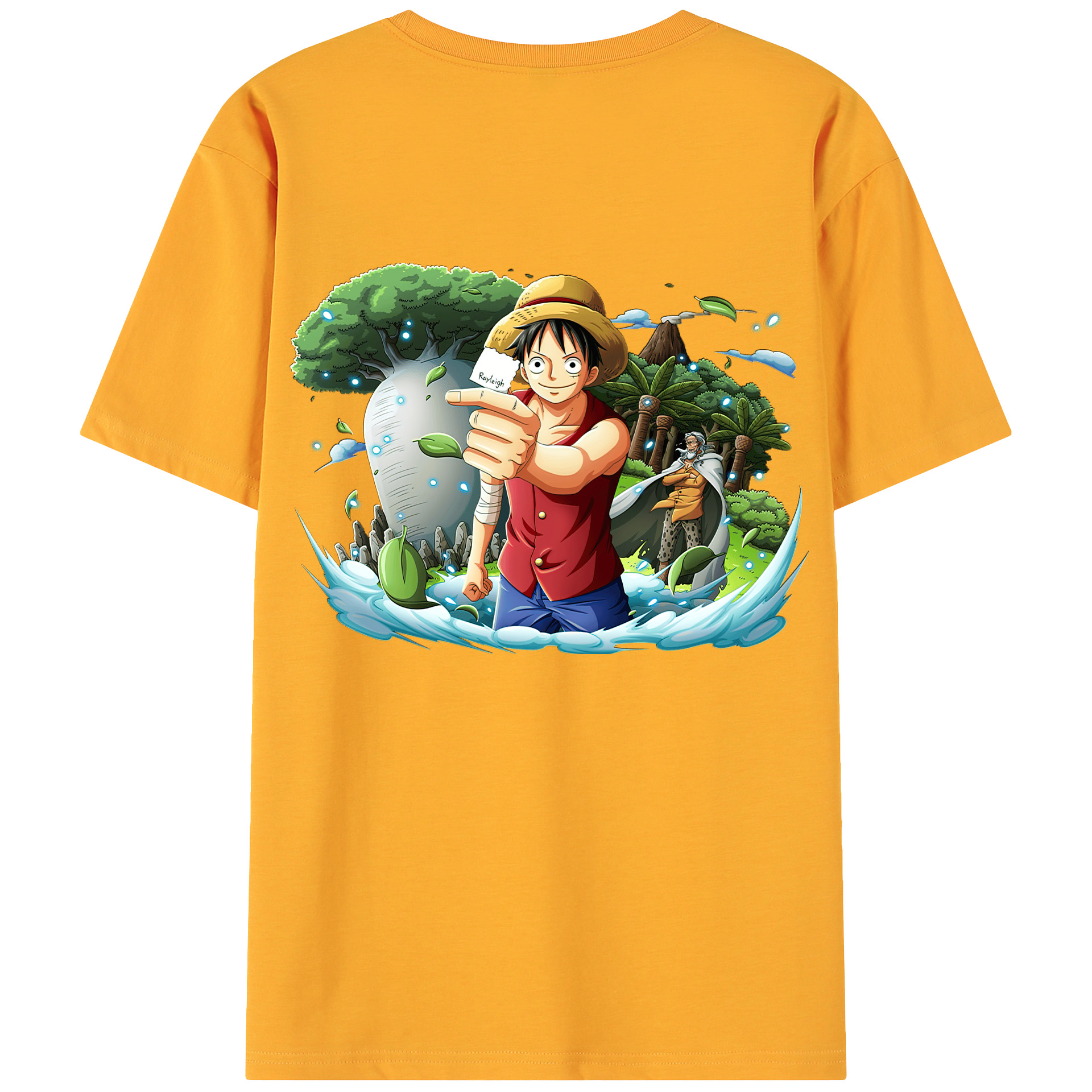 ワンピース モンキー・D・ルフィ ONE PIECE Monkey D. Luffy 綿100％ メンズ半袖Tシャツ（バックプリント） 通気性