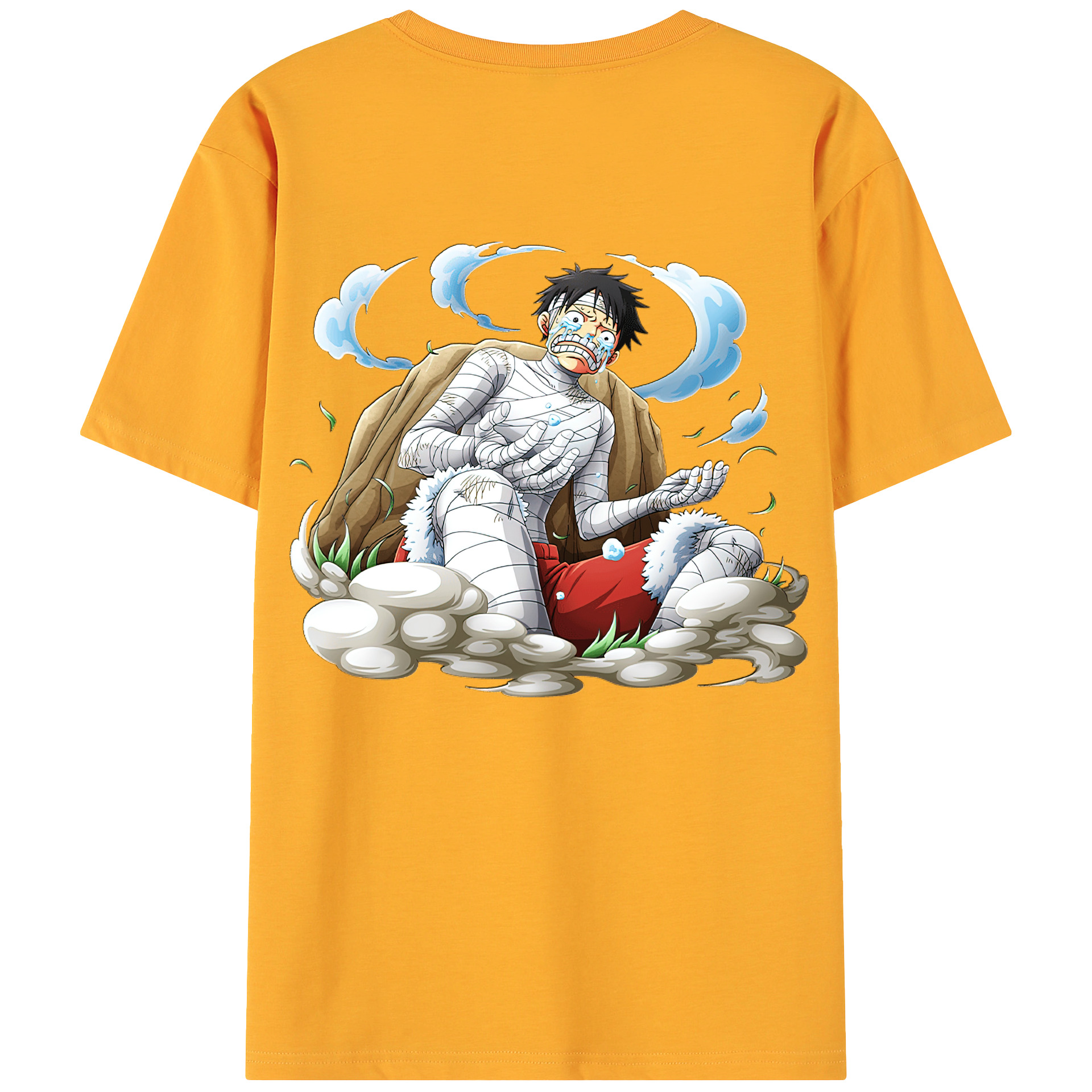 ワンピース モンキー・D・ルフィ ONE PIECE Monkey D. Luffy 綿100％ メンズ半袖Tシャツ（バックプリント） 通気性