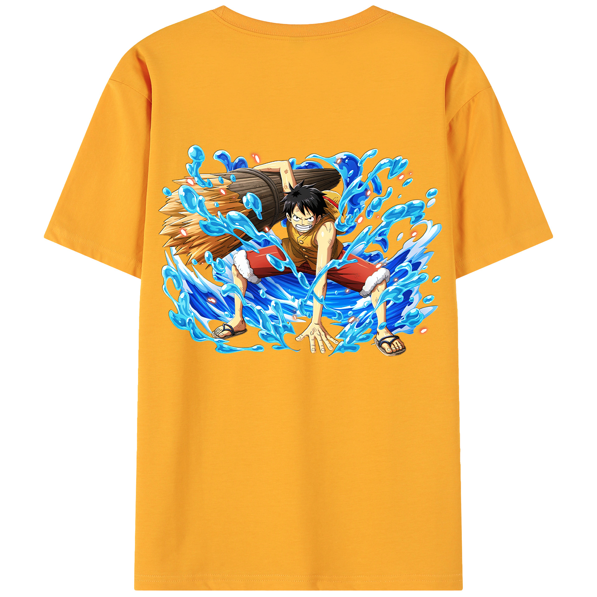 ワンピース モンキー・D・ルフィ ONE PIECE Monkey D. Luffy 綿100％ メンズ半袖Tシャツ（バックプリント） 通気性
