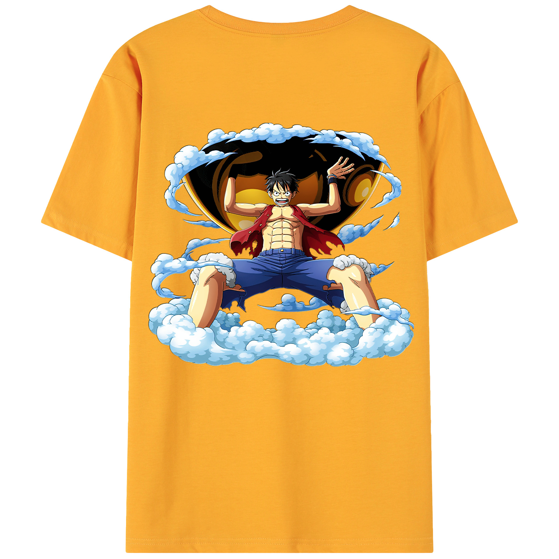 ワンピース モンキー・D・ルフィ ONE PIECE Monkey D. Luffy 綿100％ メンズ半袖Tシャツ（バックプリント） 通気性